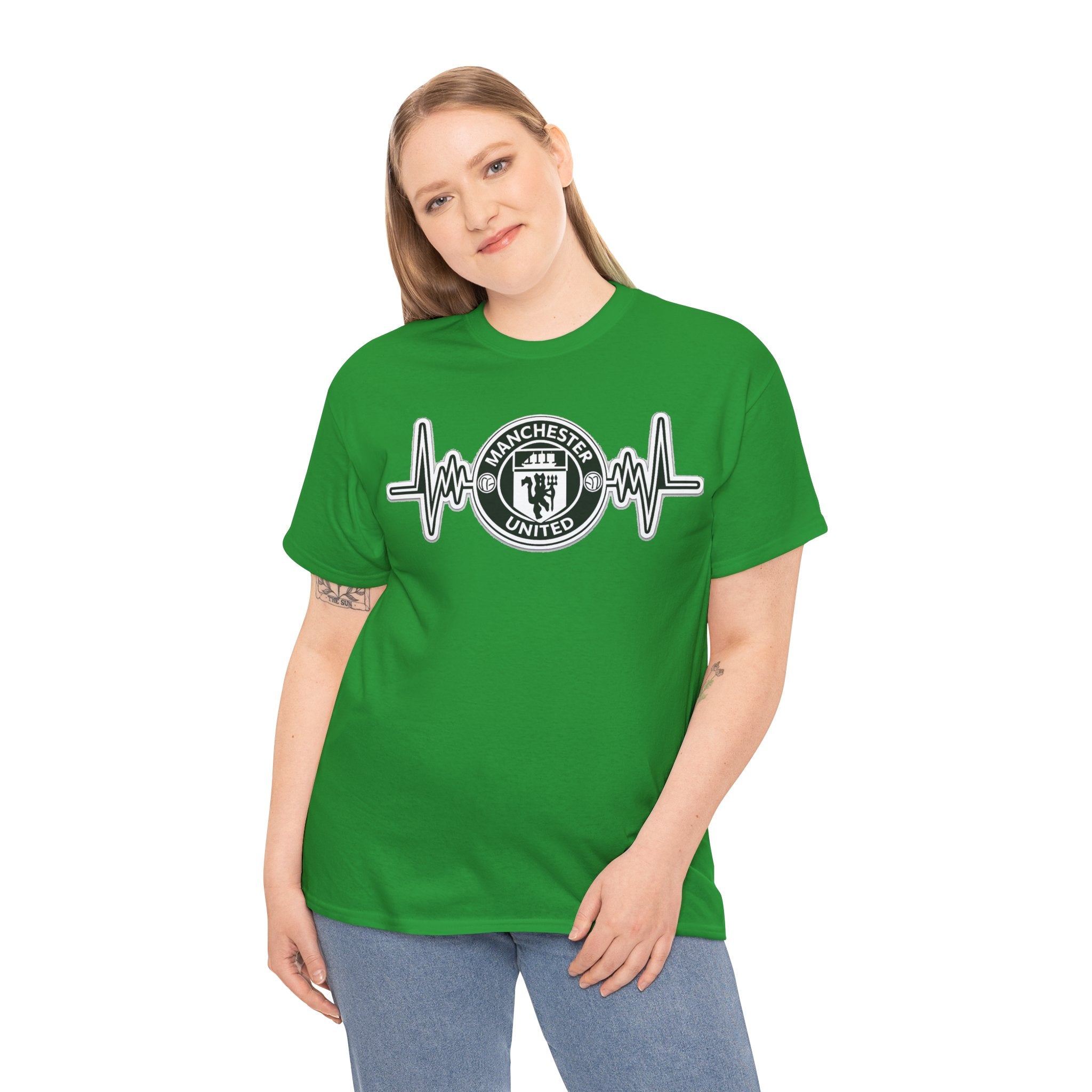 Manchester United Inspired Heartbeat T‑Shirt — Football Fan Pulse Tee