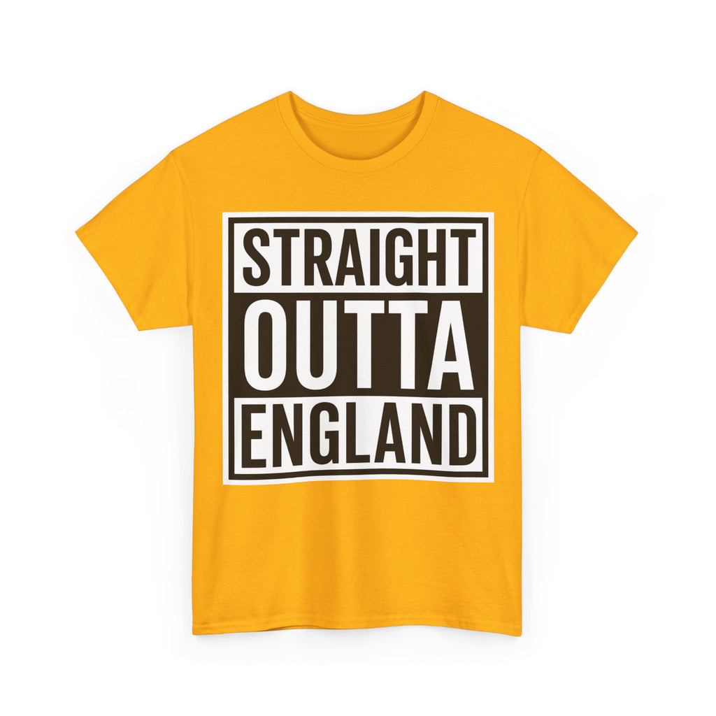 Straight Outta England T-Shirt — Bold Black Typography Tee for Brits & Expats