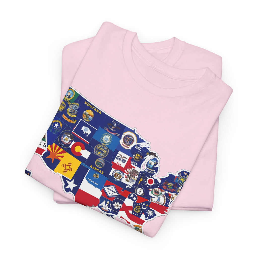 USA Map Flag T-Shirt — United States State Flag Map Tee