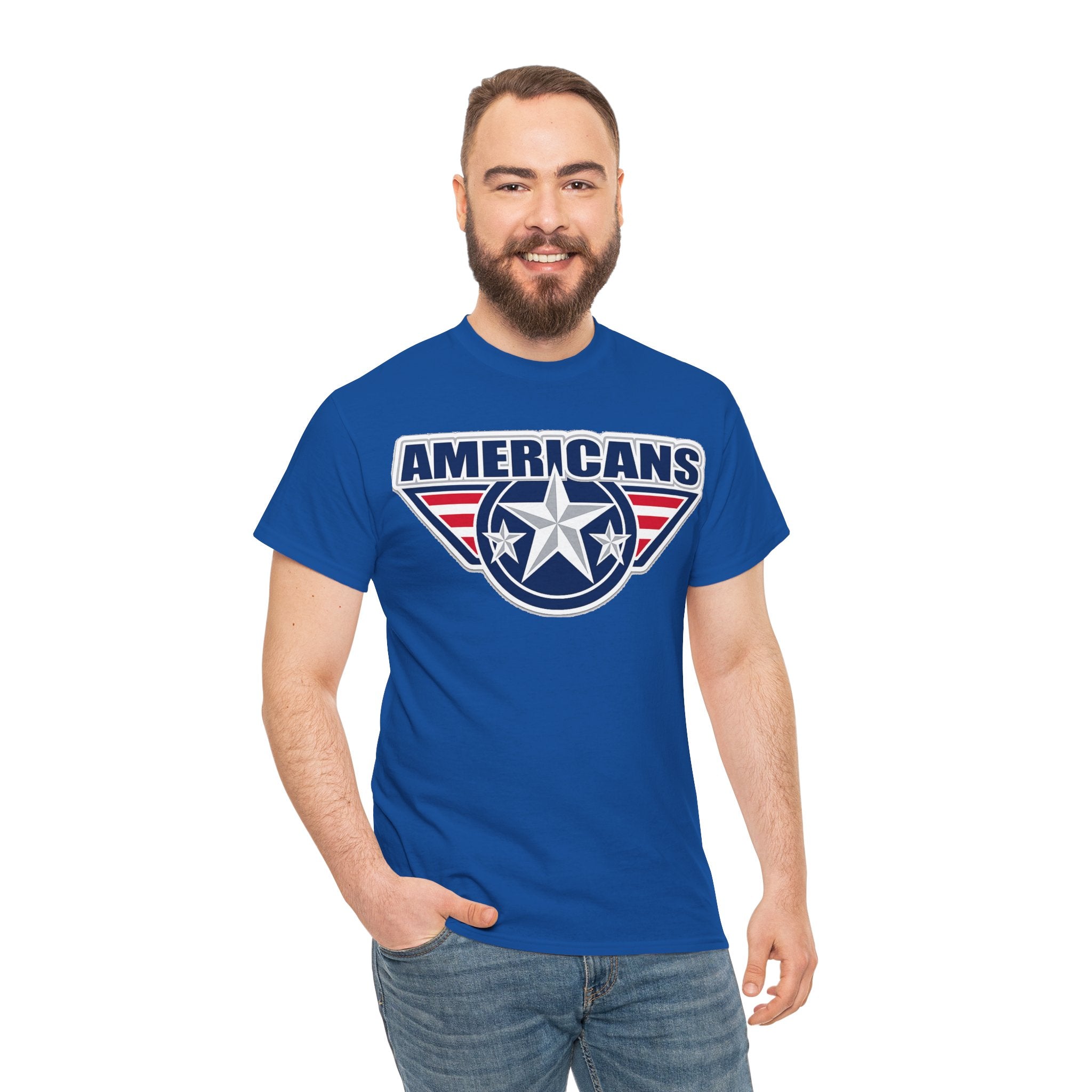 Americans Patriotic Star T‑Shirt — Red White Blue USA Graphic Tee