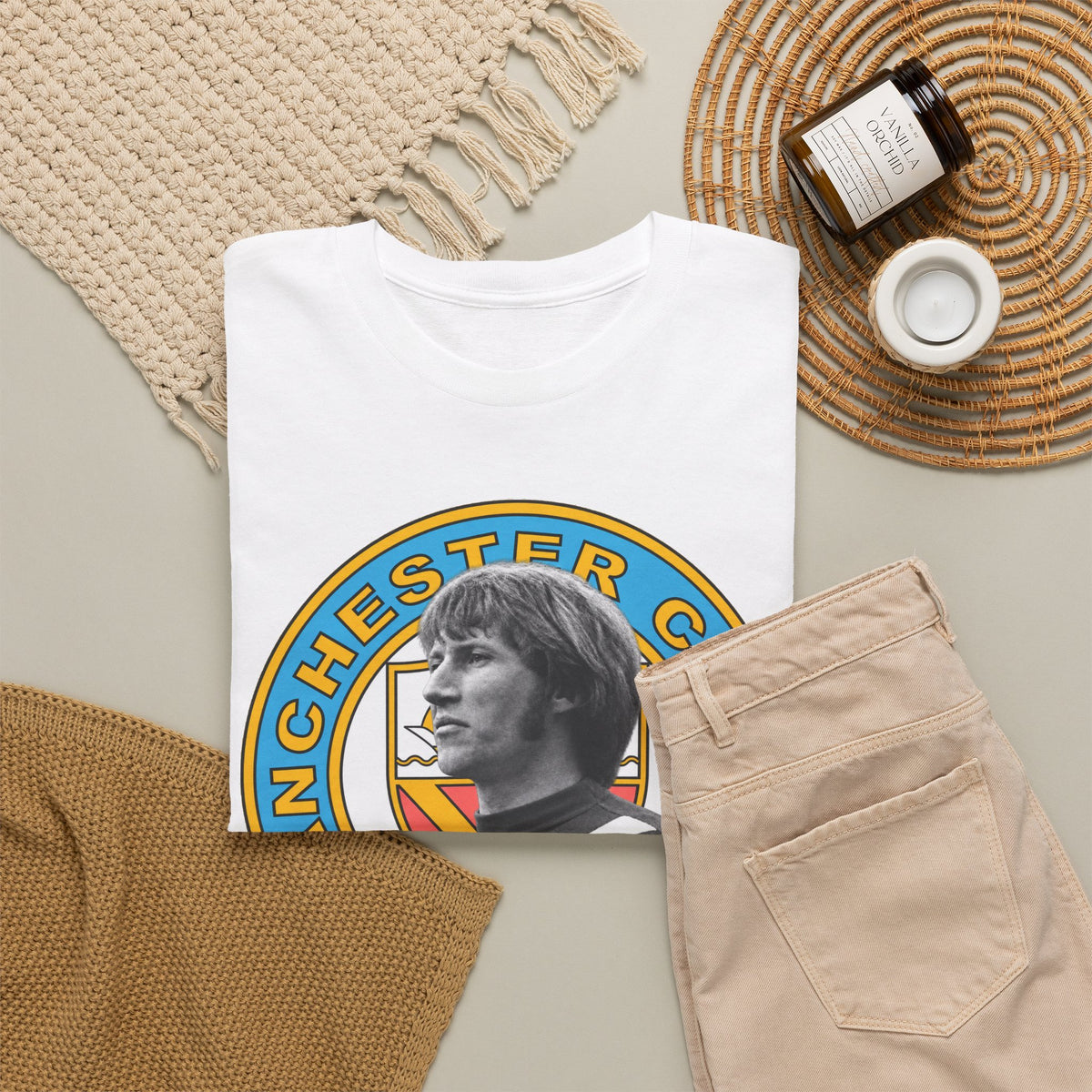 Colin Bell Manchester City Retro Player Portrait Cotton Tee