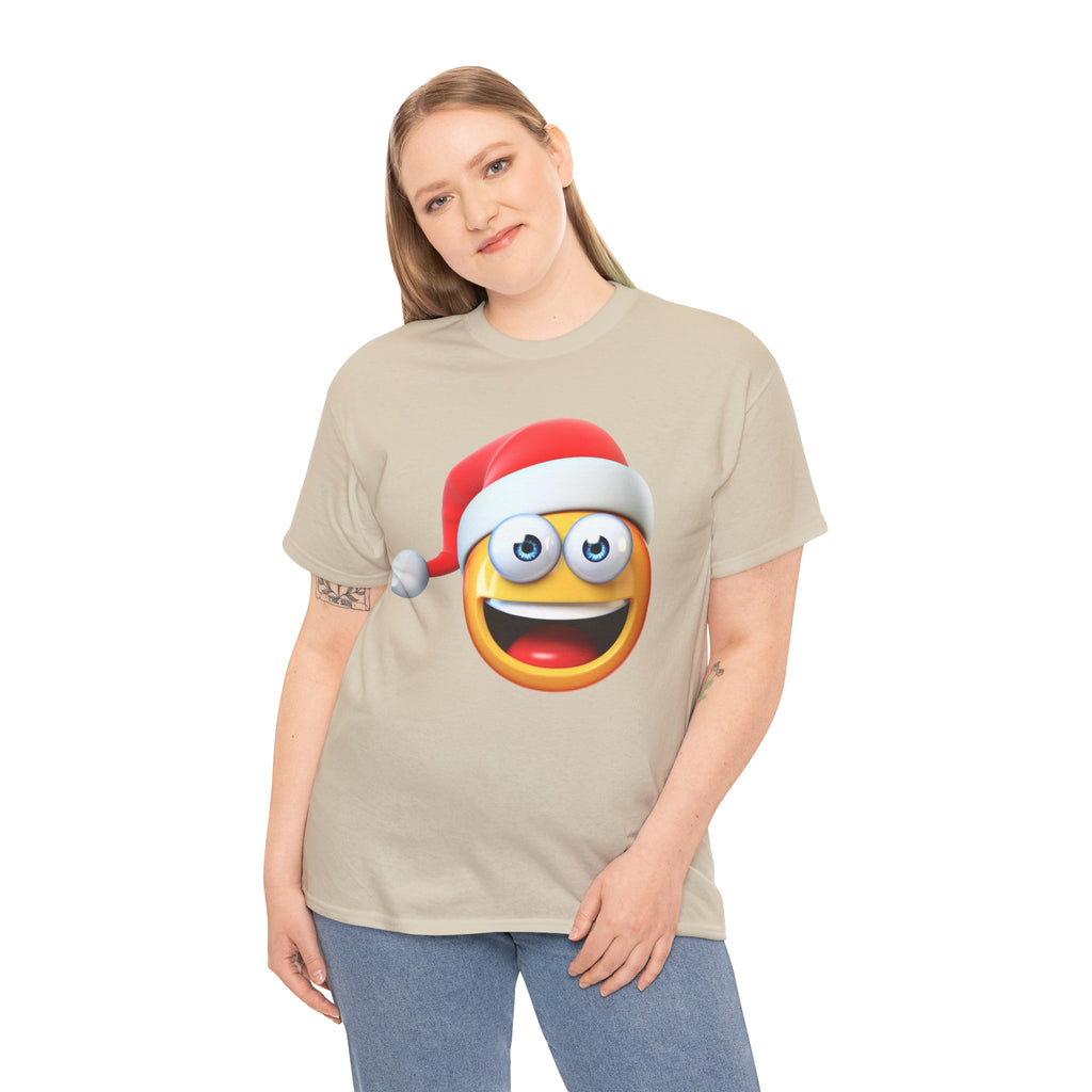 Christmas Emoji T-Shirt — Santa Hat Smiley Holiday Tee