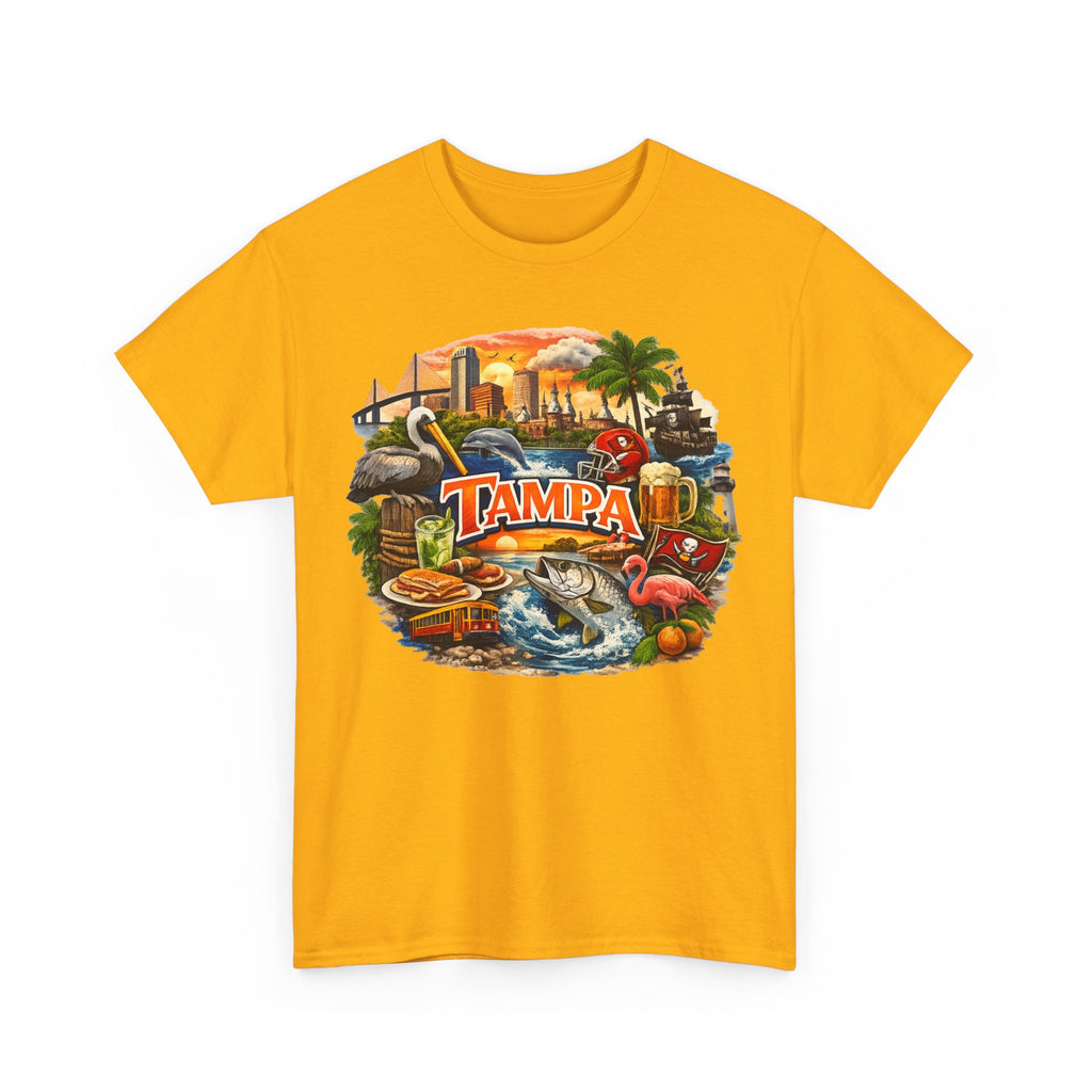 Tampa Florida Retro Scenic Tee — Vintage Beach, Skyline & Wildlife Graphic