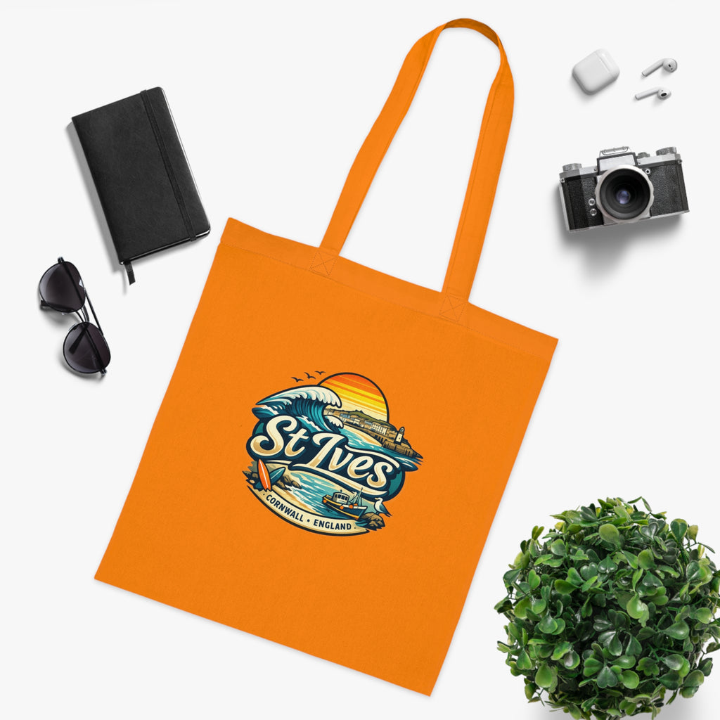 St Ives Beach Tote — Cornwall Surf Sunset Cotton Tote Bag