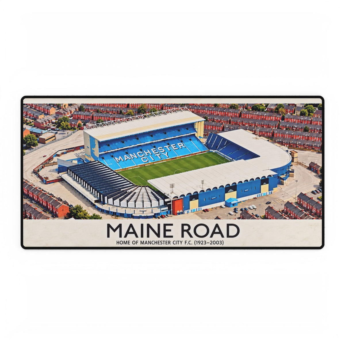 Maine Road Stadium Desk Mat — Manchester City Vintage Football Pitch Mousepad