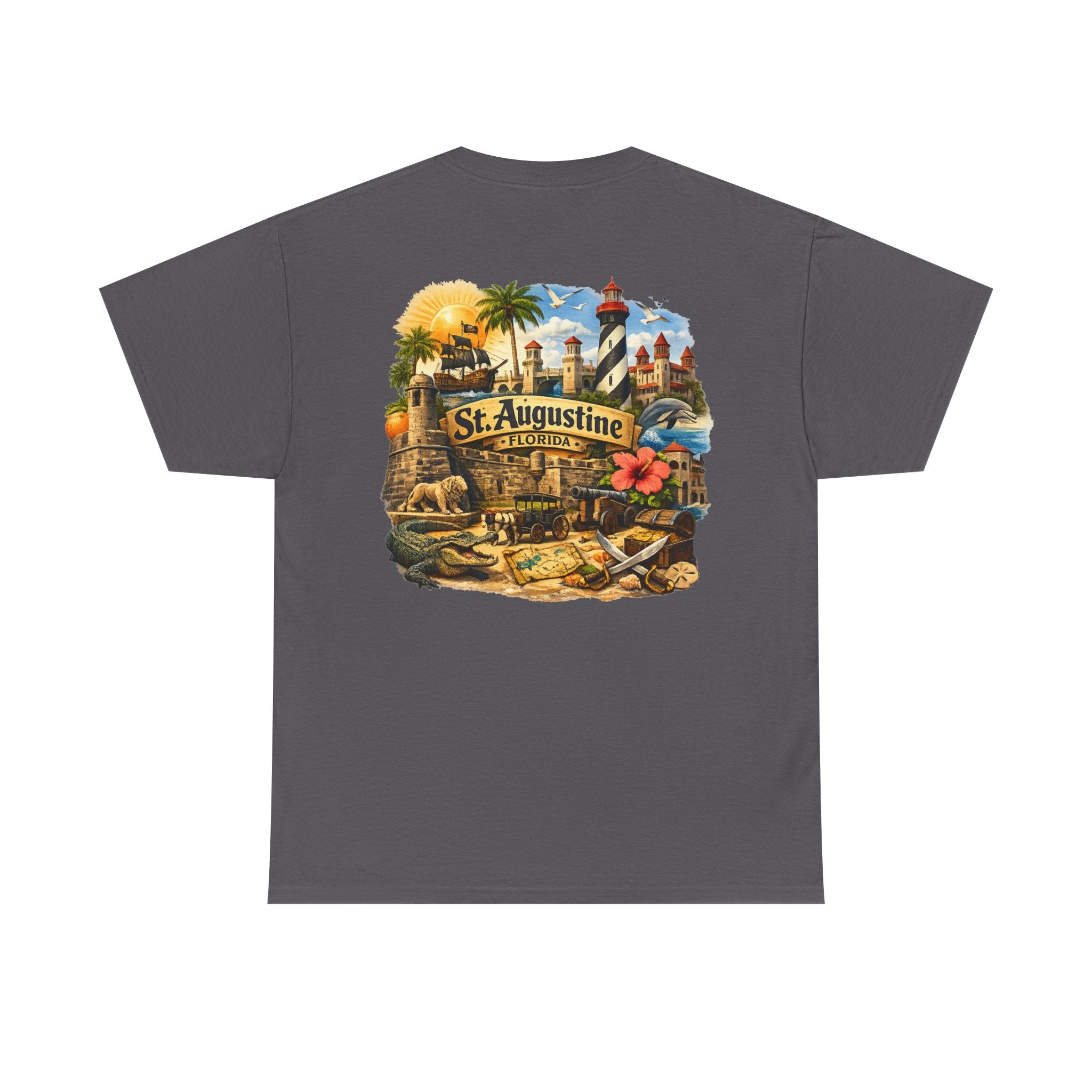 St. Augustine Florida Vintage Travel Tee — Retro Beach & Lighthouse Souvenir T-Shirt