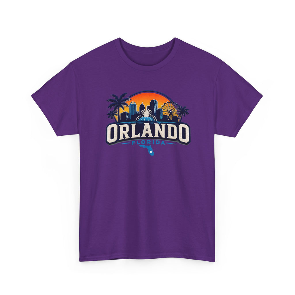Orlando Florida Sunset T-Shirt — Retro Skyline & Palm Tree Vacation Tee