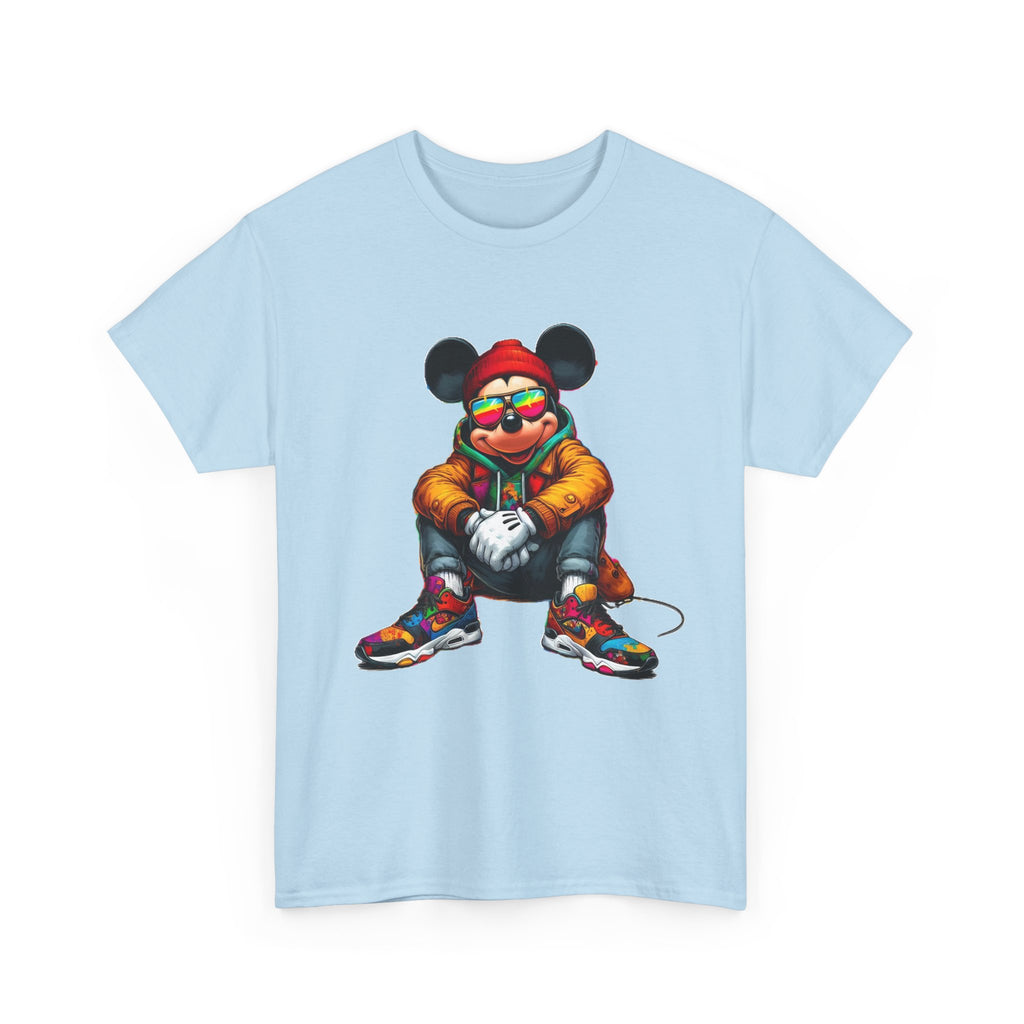 Mickey Mouse Streetwear Graphic Tee — Hip-Hop Mouse Character Sitting in Sneakers