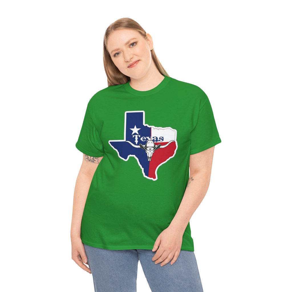 Texas Flag Outline T-Shirt — Lone Star State Map Tee with 'Texas' Text