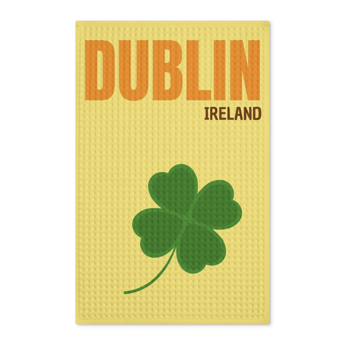 Dublin Ireland Shamrock Waffle Tea Towel