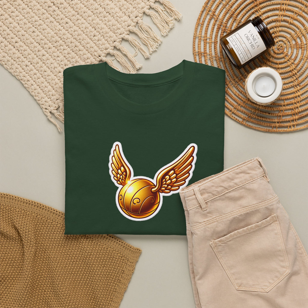 Golden Snitch Cotton T‑Shirt — Quidditch Wizarding Fan Tee