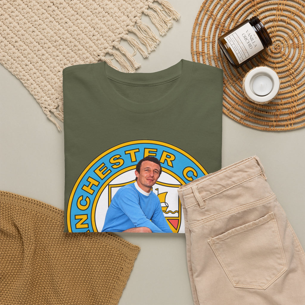 Mike Summerbee Manchester City Vintage Soccer Tee — Retro Player Crest Graphic