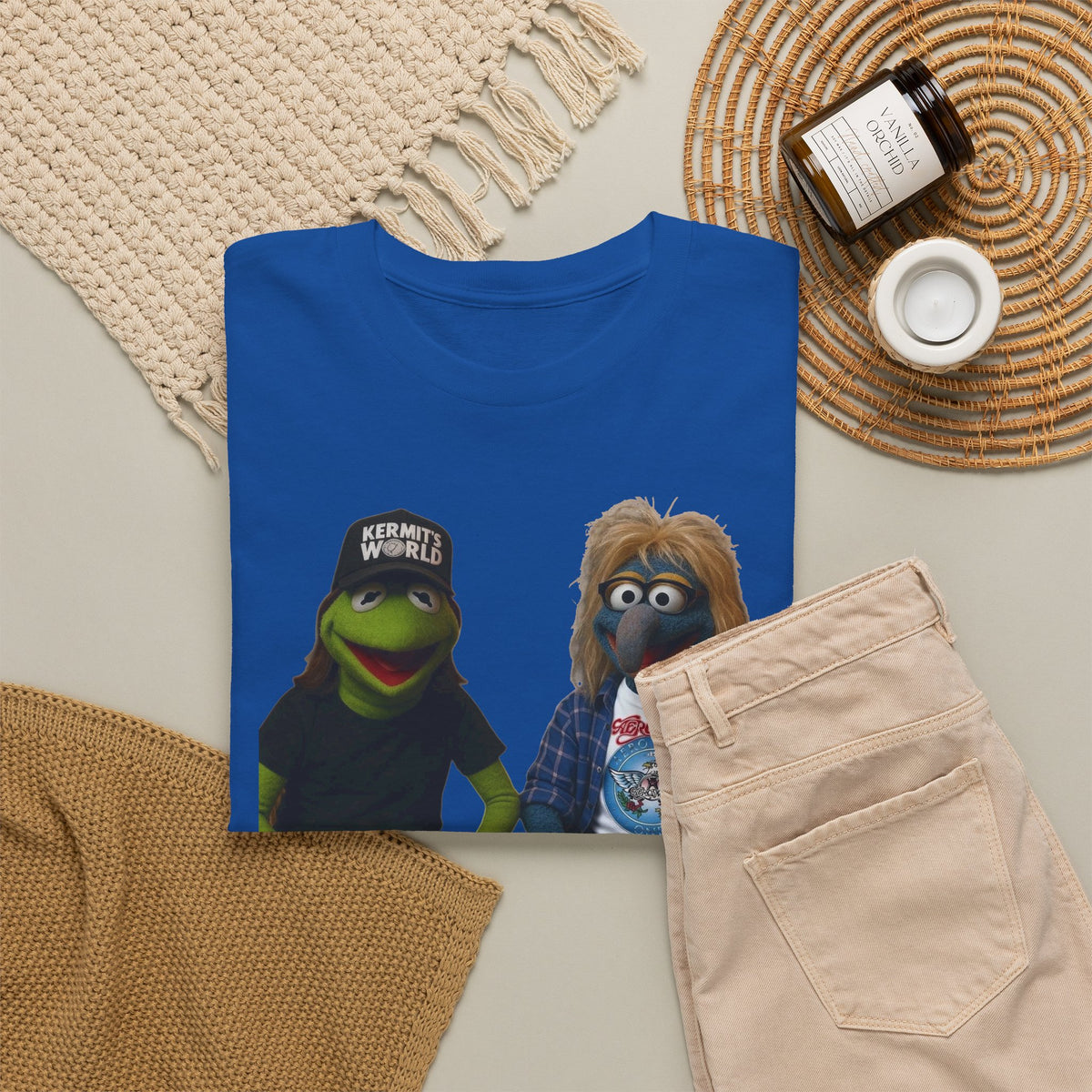 Kermit & Gonzo Waynes World Inspired Character Graphic T-Shirt