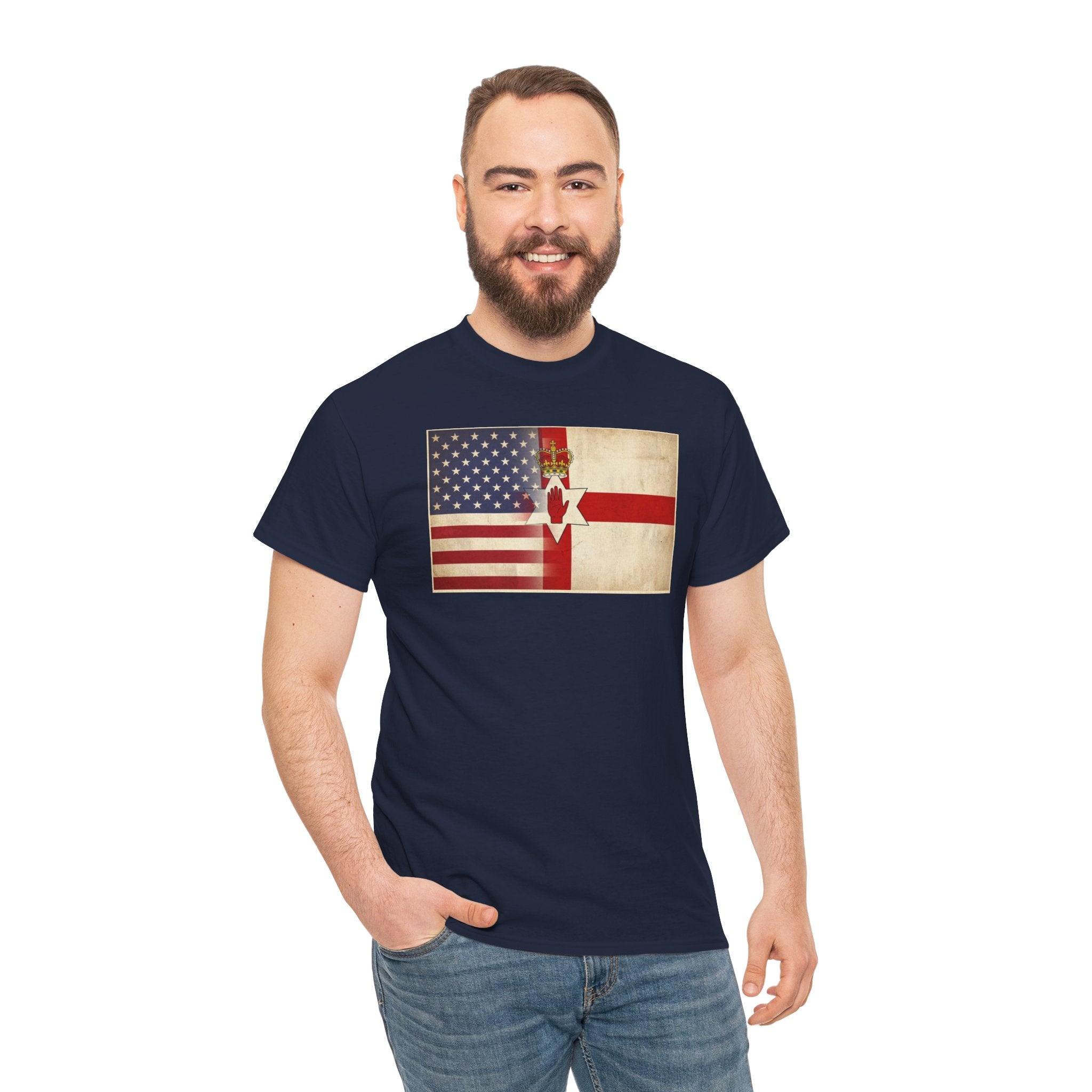 USA / Northern Ireland Flag T-Shirt – Vintage USA & Ulster Cross Tee