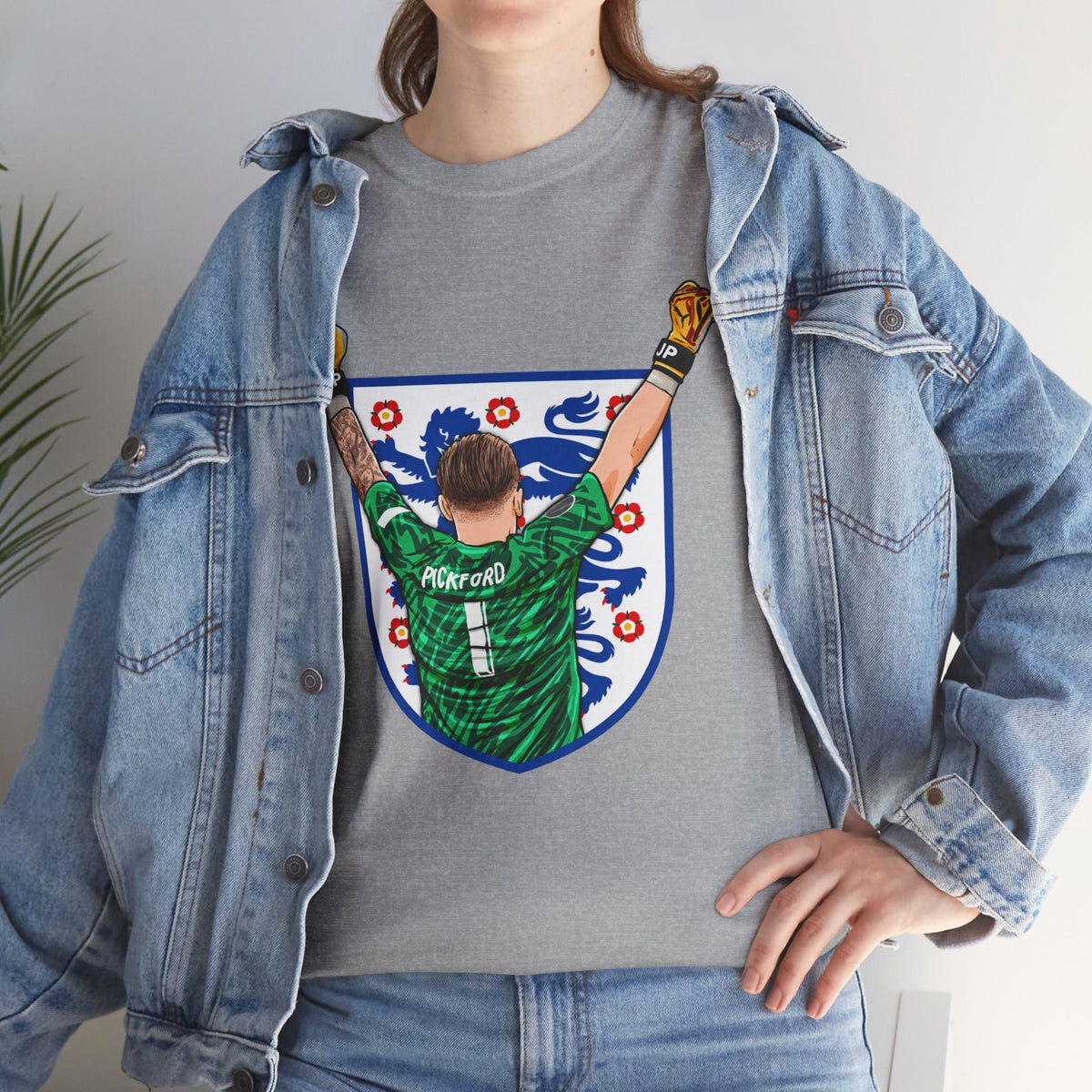 Pickford England Number 1 Goalkeeper Graphic Tee — Victory Pose Jersey Design