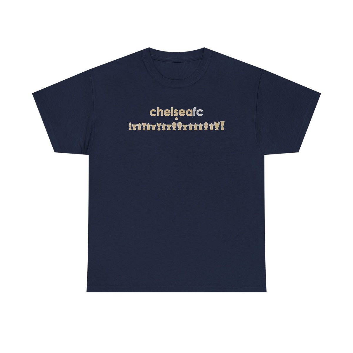 Chelsea FC Retro Silhouette Tee — Beige Logo Football Fans Shirt