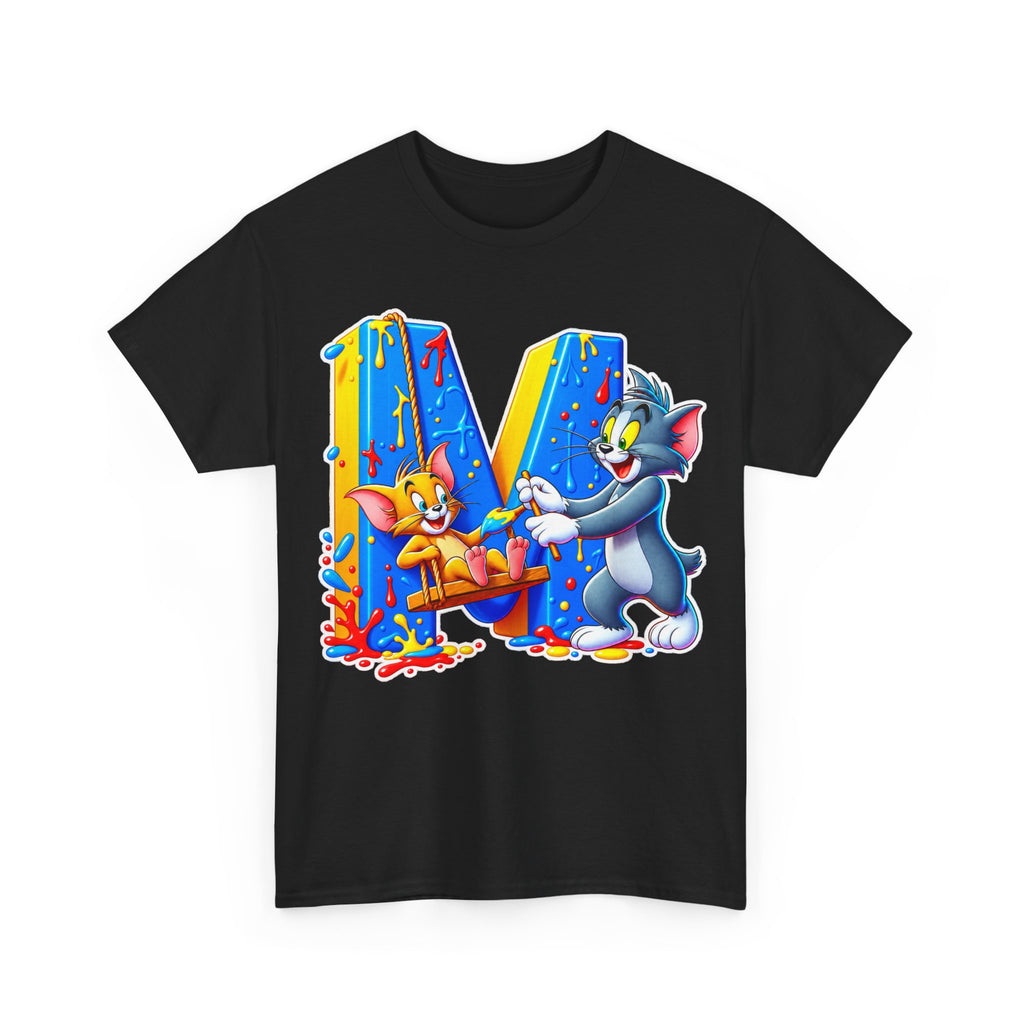 Tom & Jerry Letter M Cotton T-Shirt — Retro Cartoon Graphic Tee