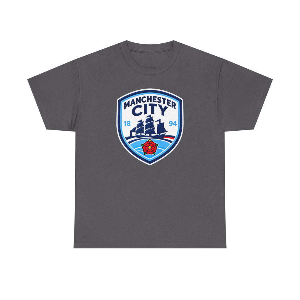 Manchester City Inspired Crest Cotton T-Shirt