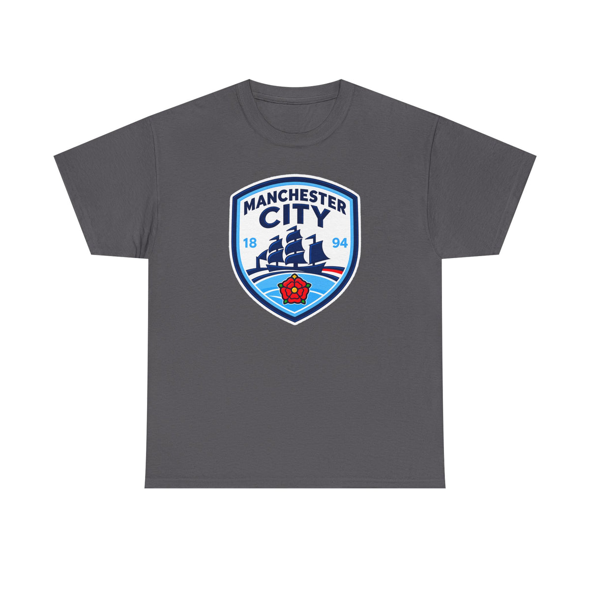 Manchester City Inspired Crest Cotton T-Shirt