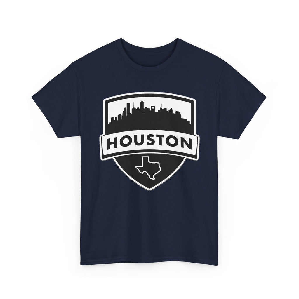 Houston Skyline Shield T-Shirt — Texas Outline City Pride Tee