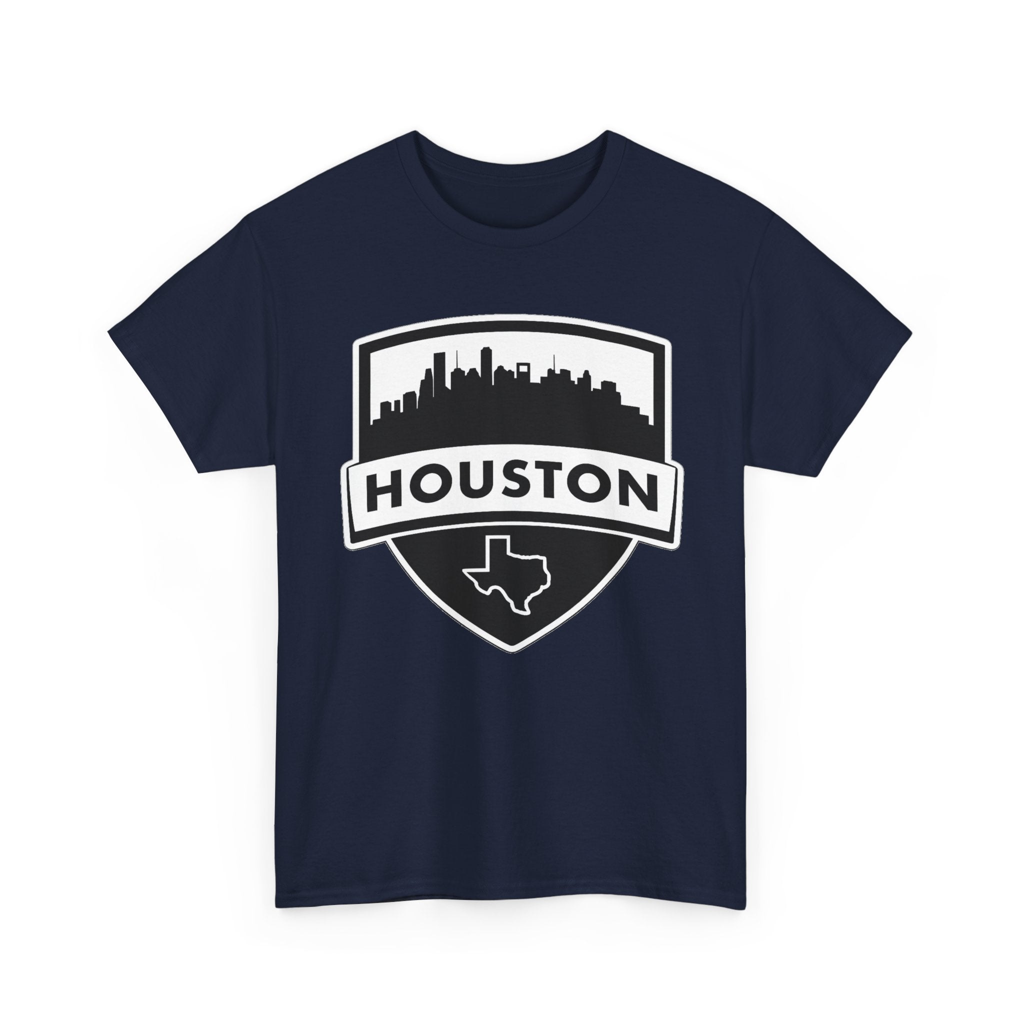 Houston Skyline Shield T-Shirt — Texas Outline City Pride Tee