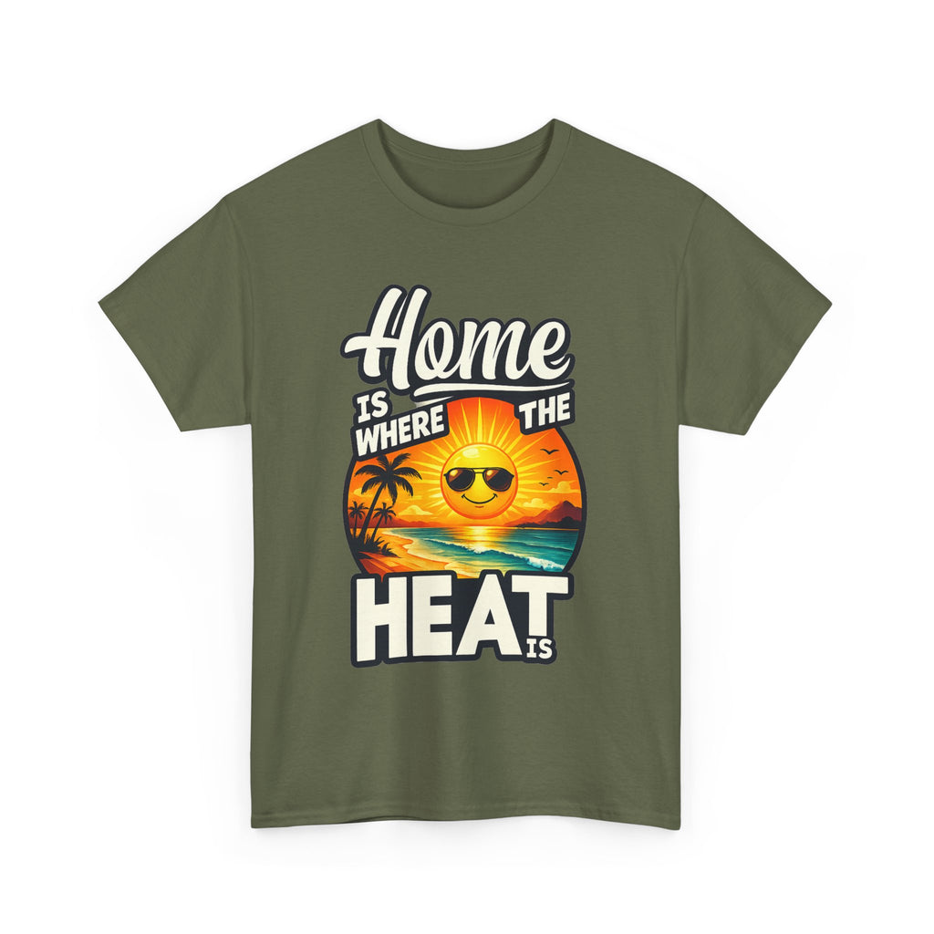 Home Is Where The Heat Is T-Shirt — Retro Beach Sunset Tee
