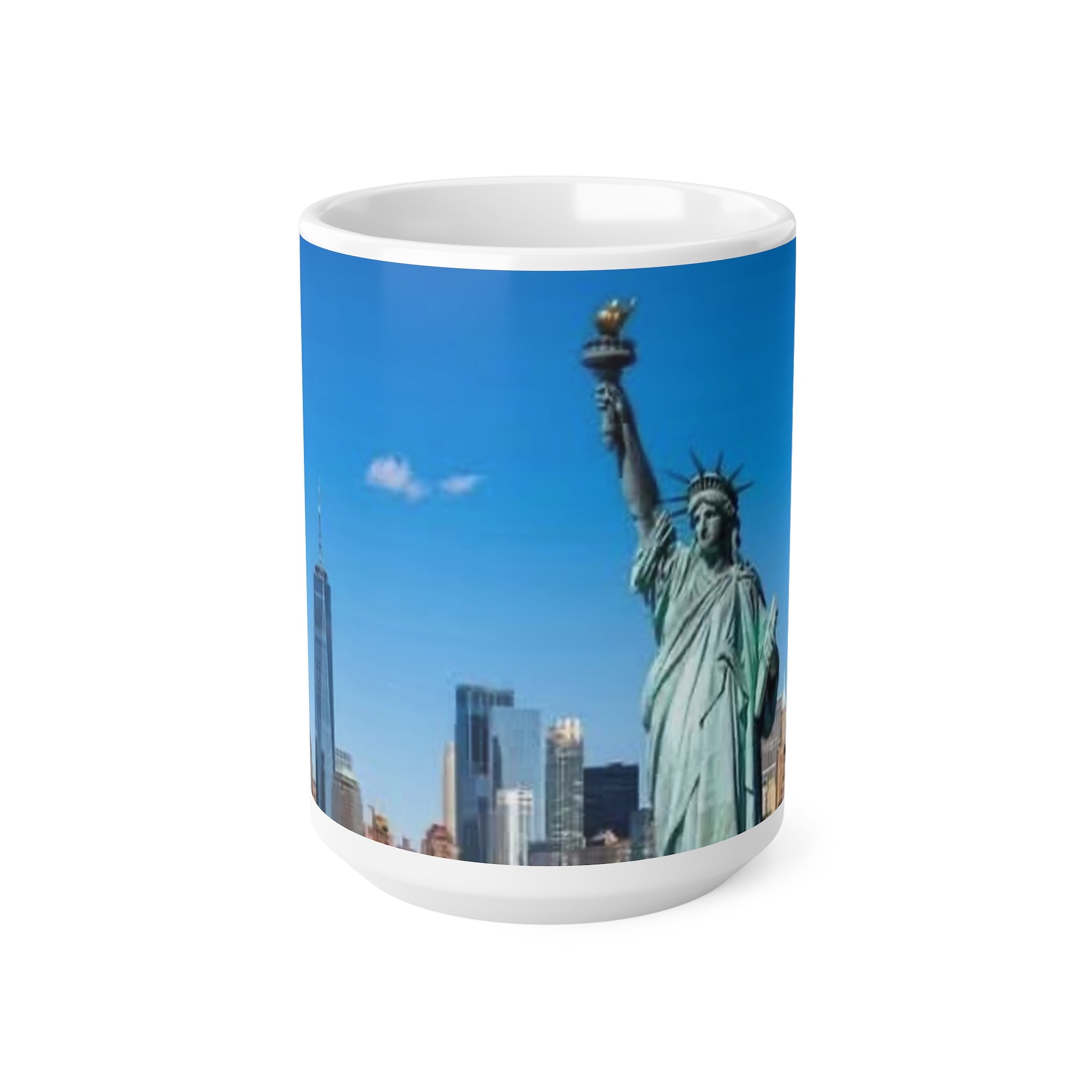 New York Skyline Ceramic Mug – Statue of Liberty & One World Trade Center, 11oz/15oz