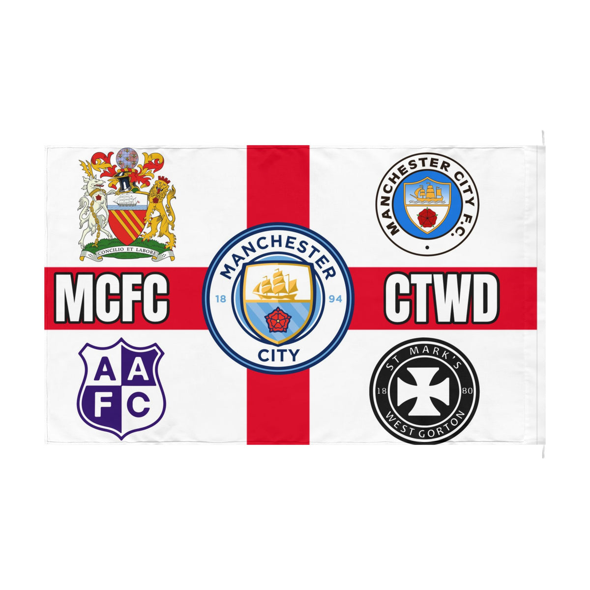 Manchester City Cross Flag – Double-Sided Football Supporter Flag