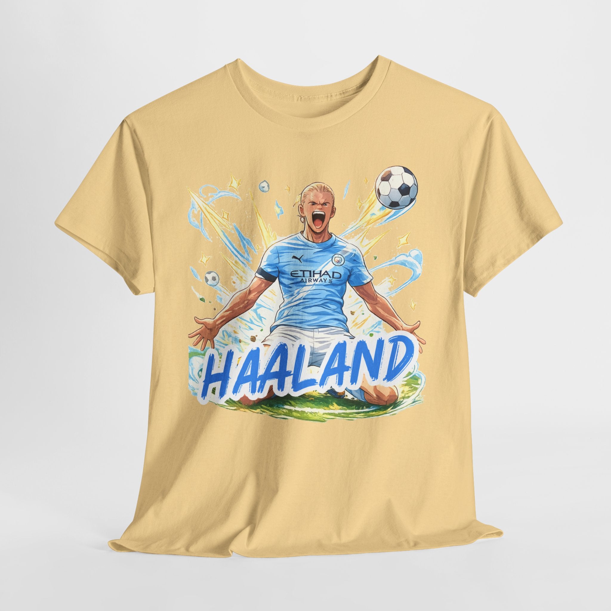 Erling Haaland Anime Fan Tee — Celebratory Football Player Graphic T-Shirt