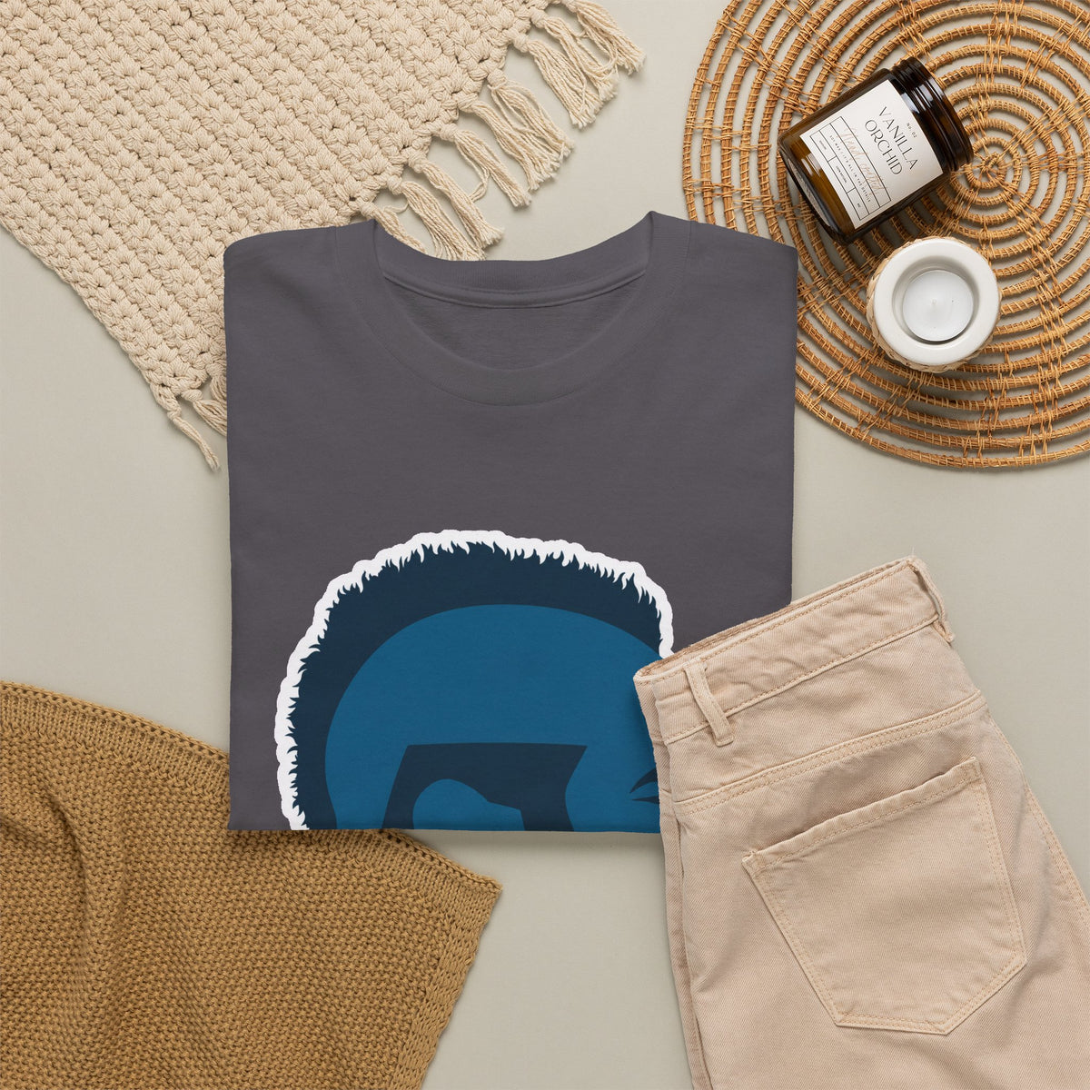 Mr T Profile Silhouette T‑Shirt – Blue Head & Gold Earring Graphic