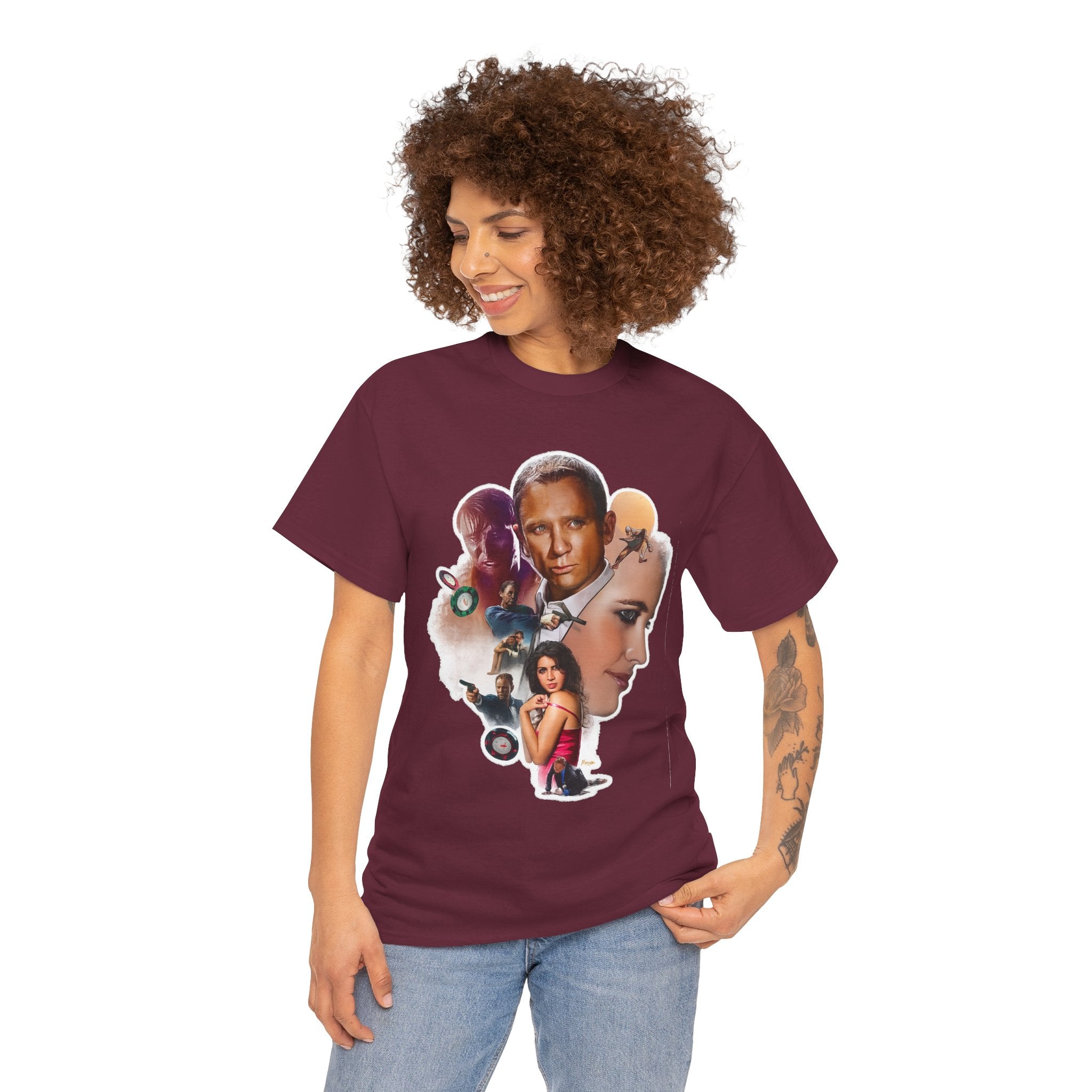 Jame Bond Movie Collage T‑Shirt — Vintage Film Noir Portrait Tee