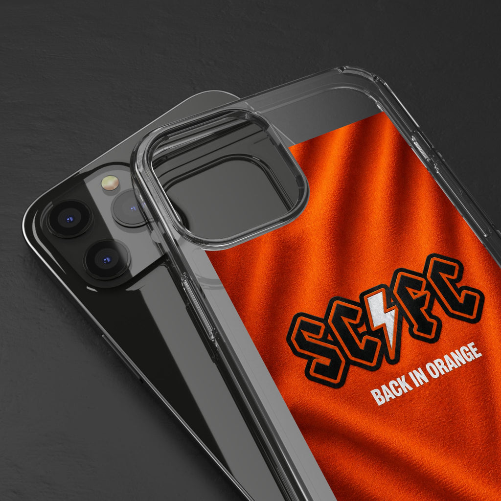 Salford CIty Inspired Phone Case — 'SCFC Back in Orange' Clear Protective Cover