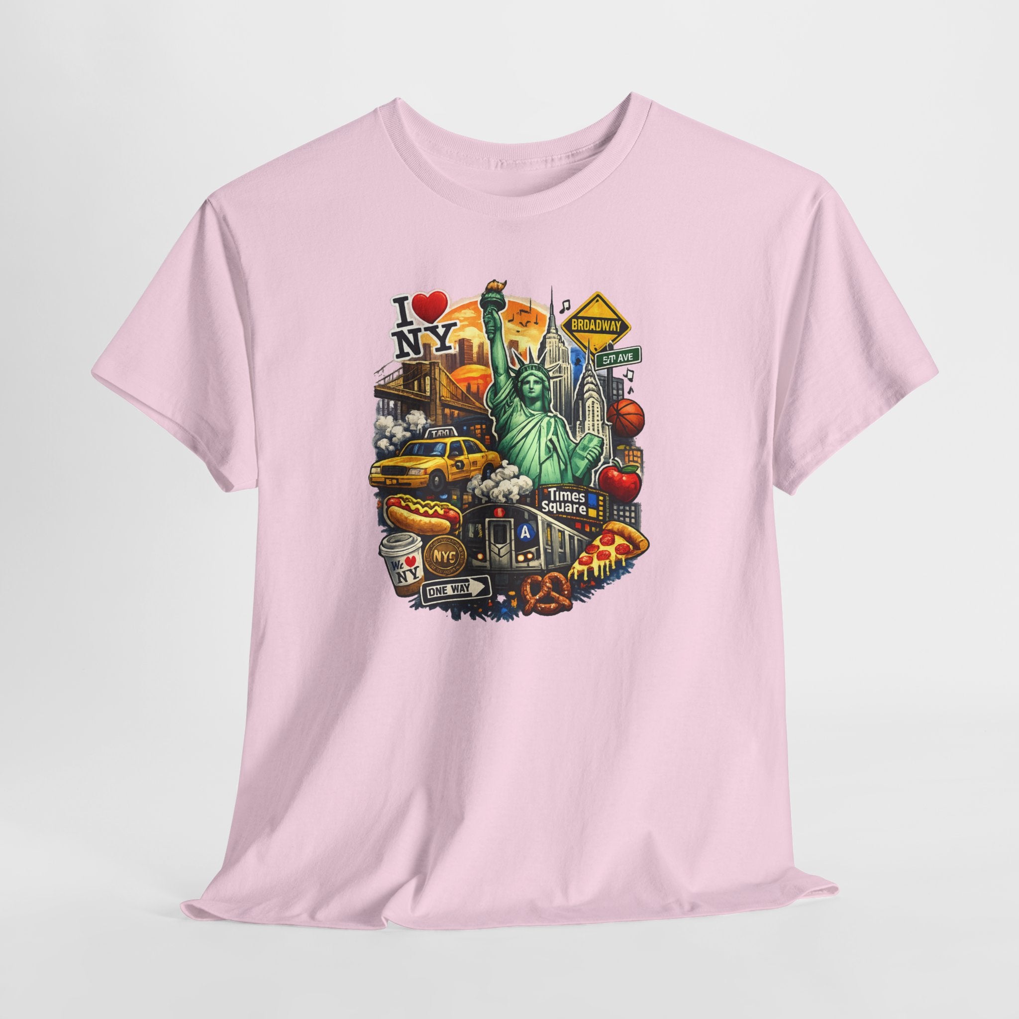 New York City Icons T-Shirt — Statue of Liberty, Taxi & I  NY Collage Tee
