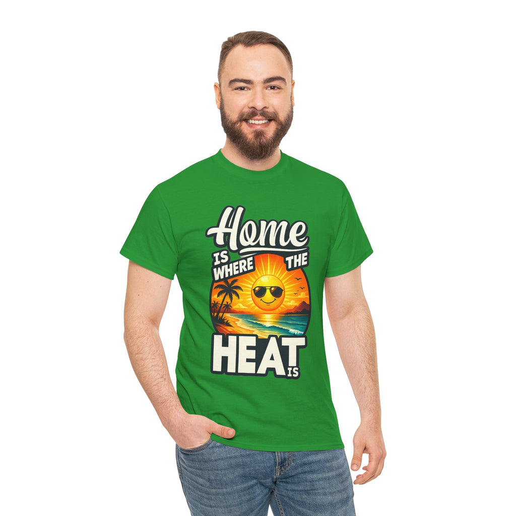 Home Is Where The Heat Is T-Shirt — Retro Beach Sunset Tee