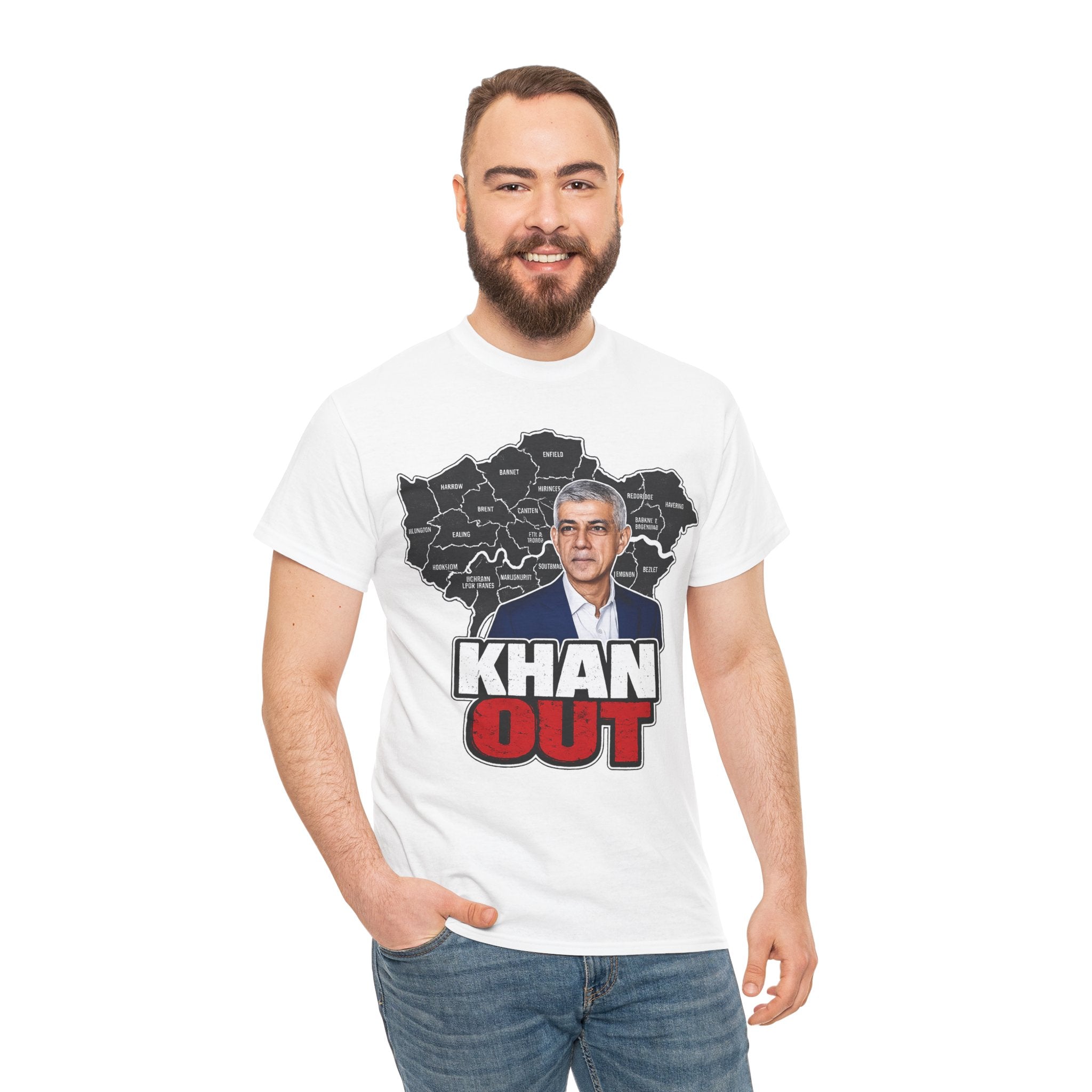Sadiq Khan Out" Political Protest Tee with Sadiq Khan Graphic T-Shirt