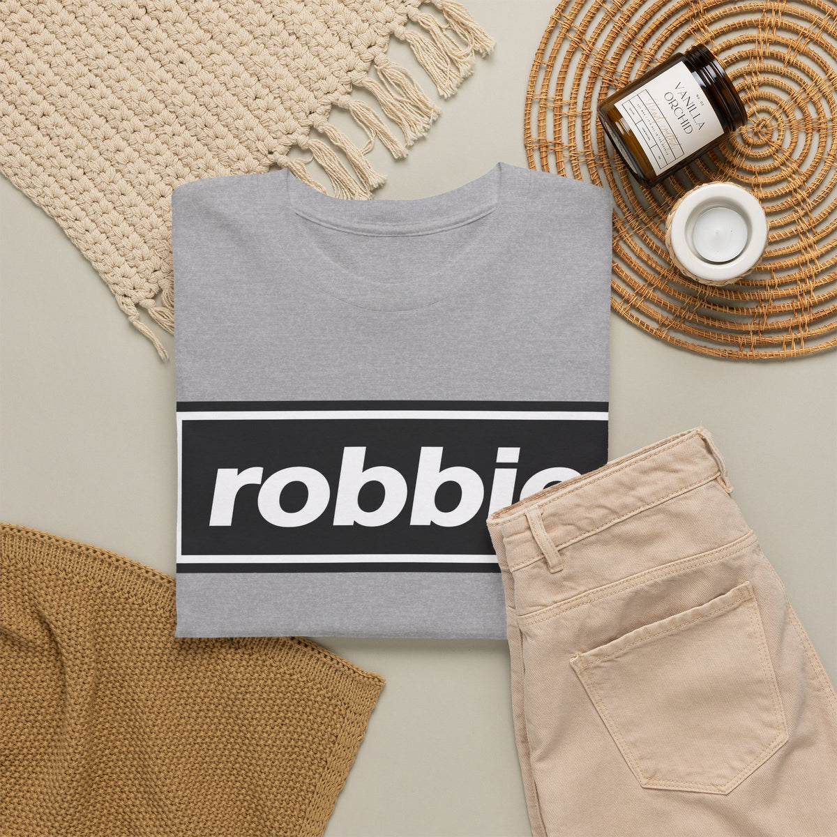 Robbie Inspired Cotton T-Shirt — Minimal Black Box Logo T-Shirt