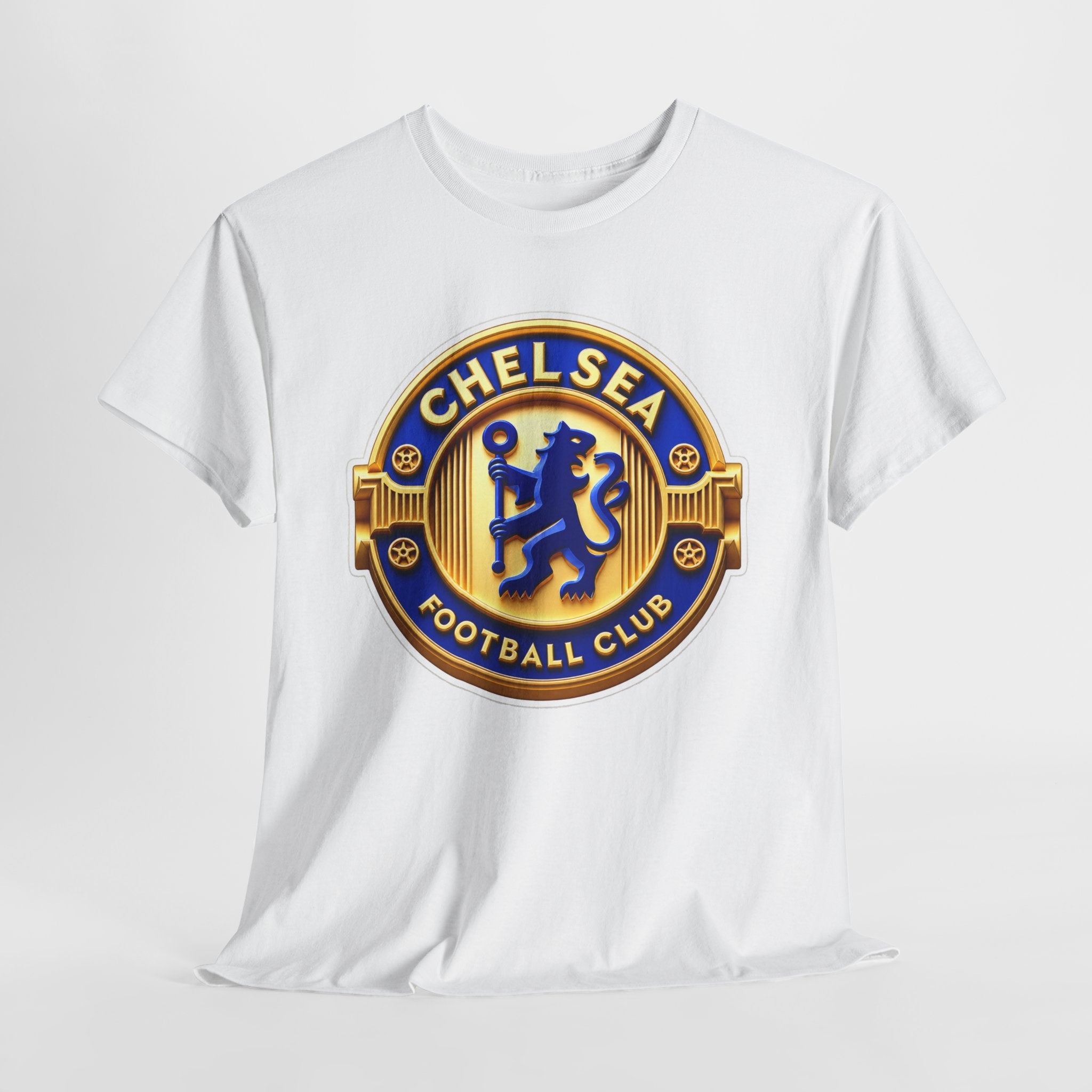 Chelsea Football Club Crest Tee — Retro Blue & Gold Soccer Emblem T-Shirt