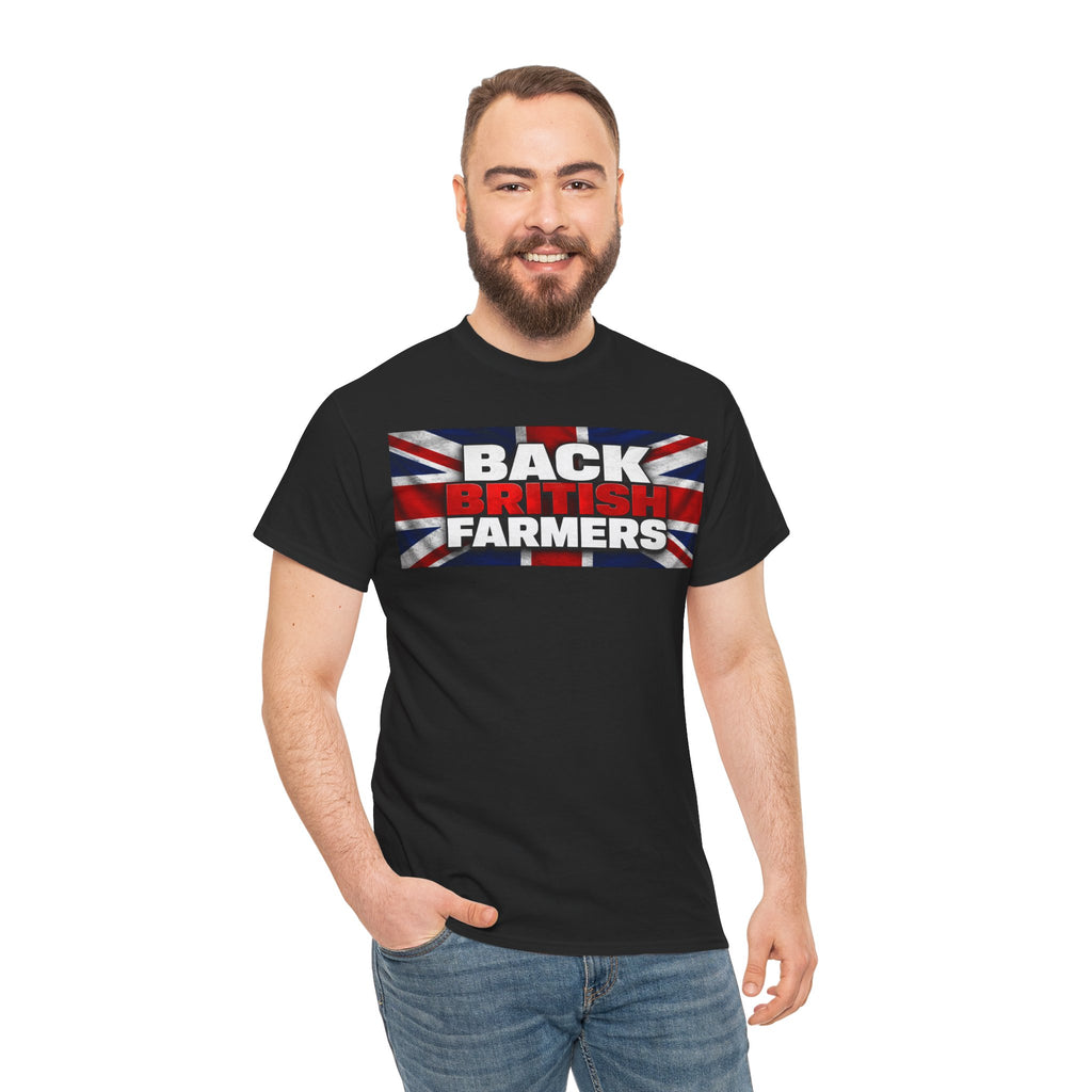 Back British Farmers T-Shirt — Union Jack Support Tee for UK Farmers