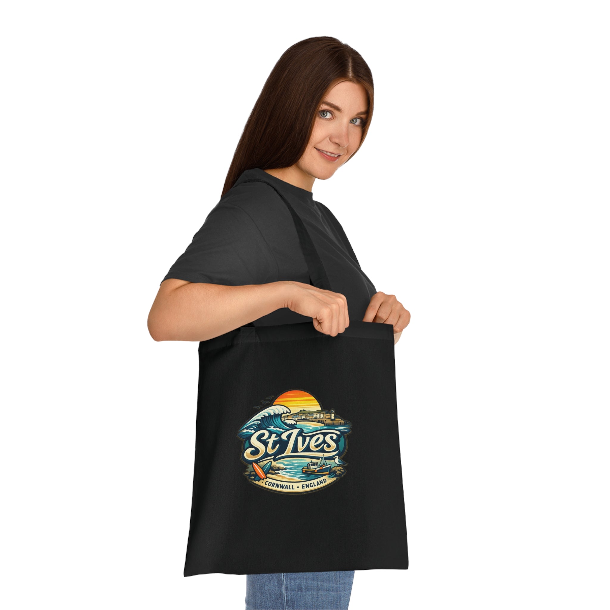 St Ives Beach Tote — Cornwall Surf Sunset Cotton Tote Bag