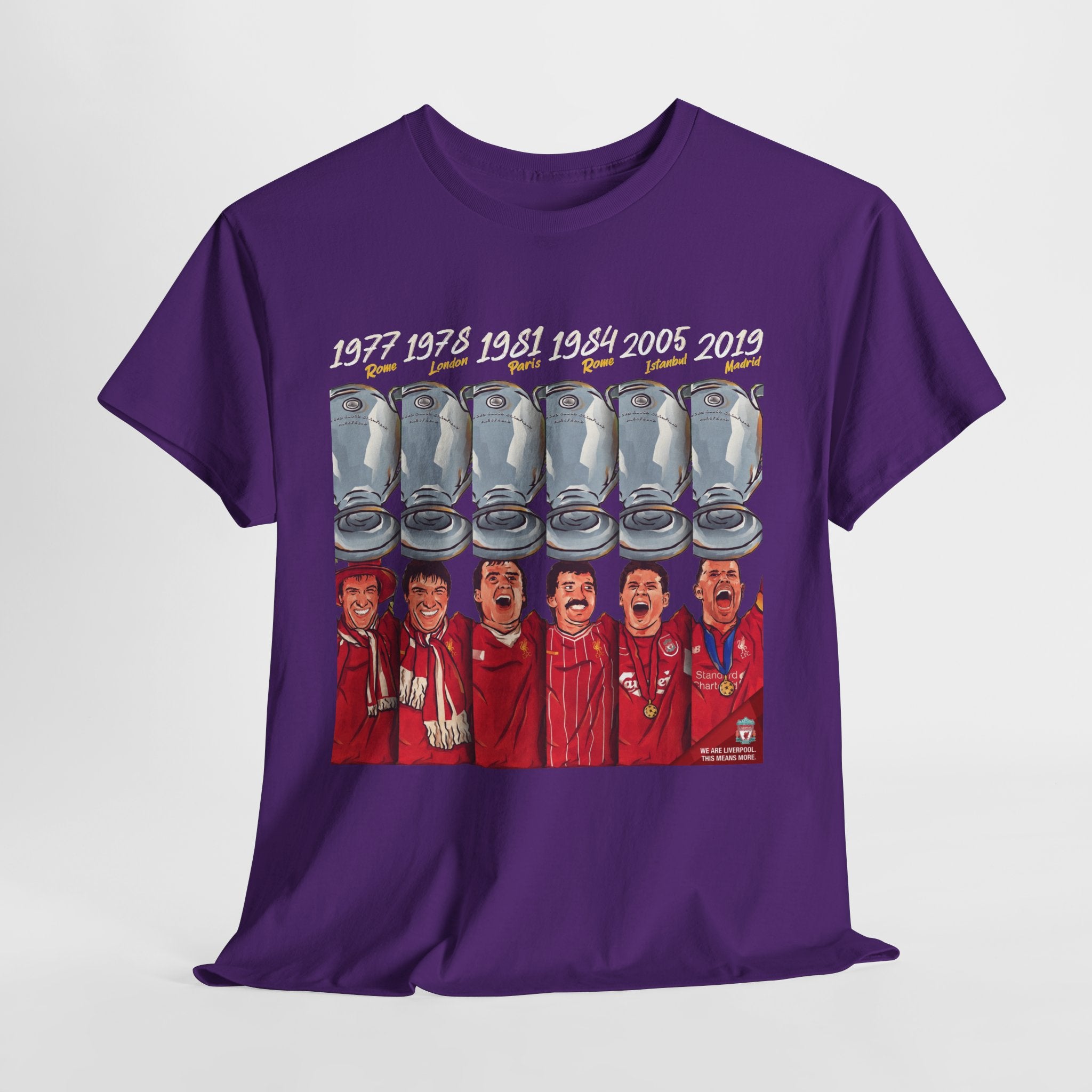 Liverpool Champions Timeline Tee — Liverpool European Cup Winners (1977, 1978, 1981, 1984, 2005, 2019)