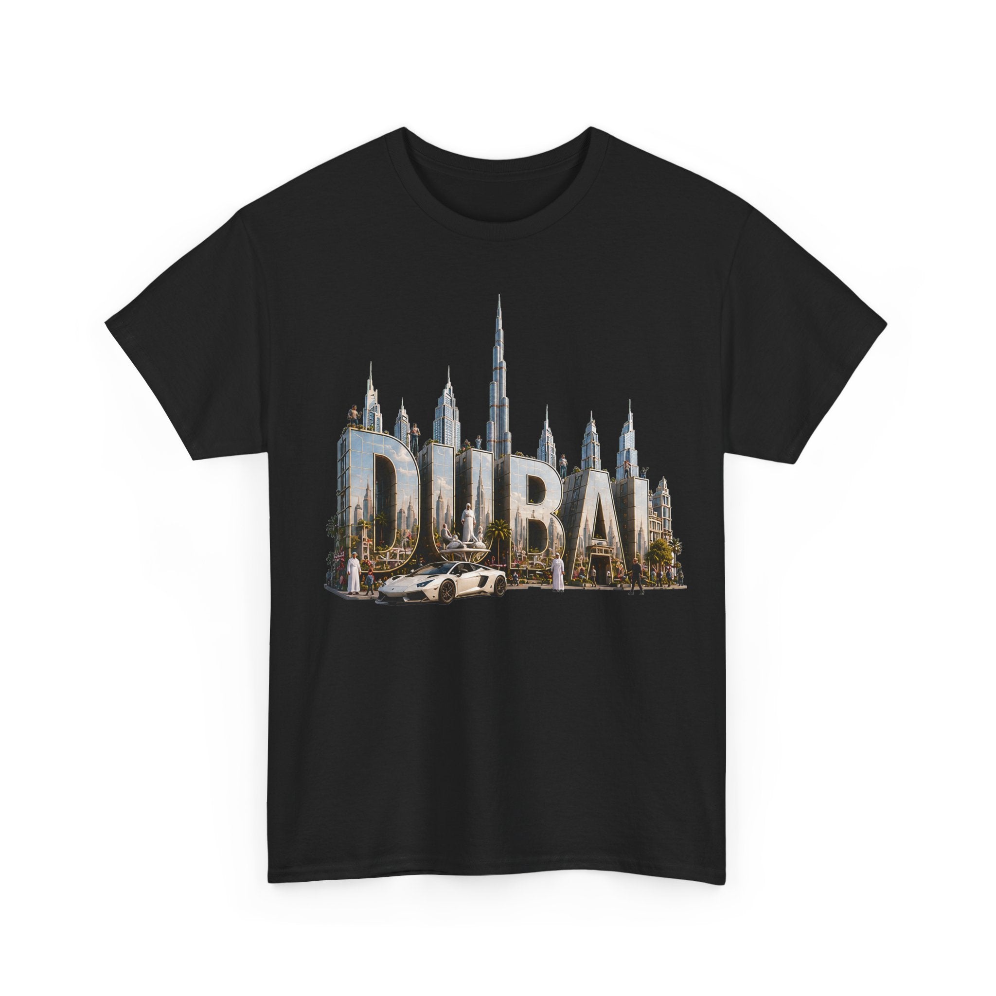 Dubai Skyline T-Shirt — Dubai Cityscape Graphic Tee with Burj Khalifa