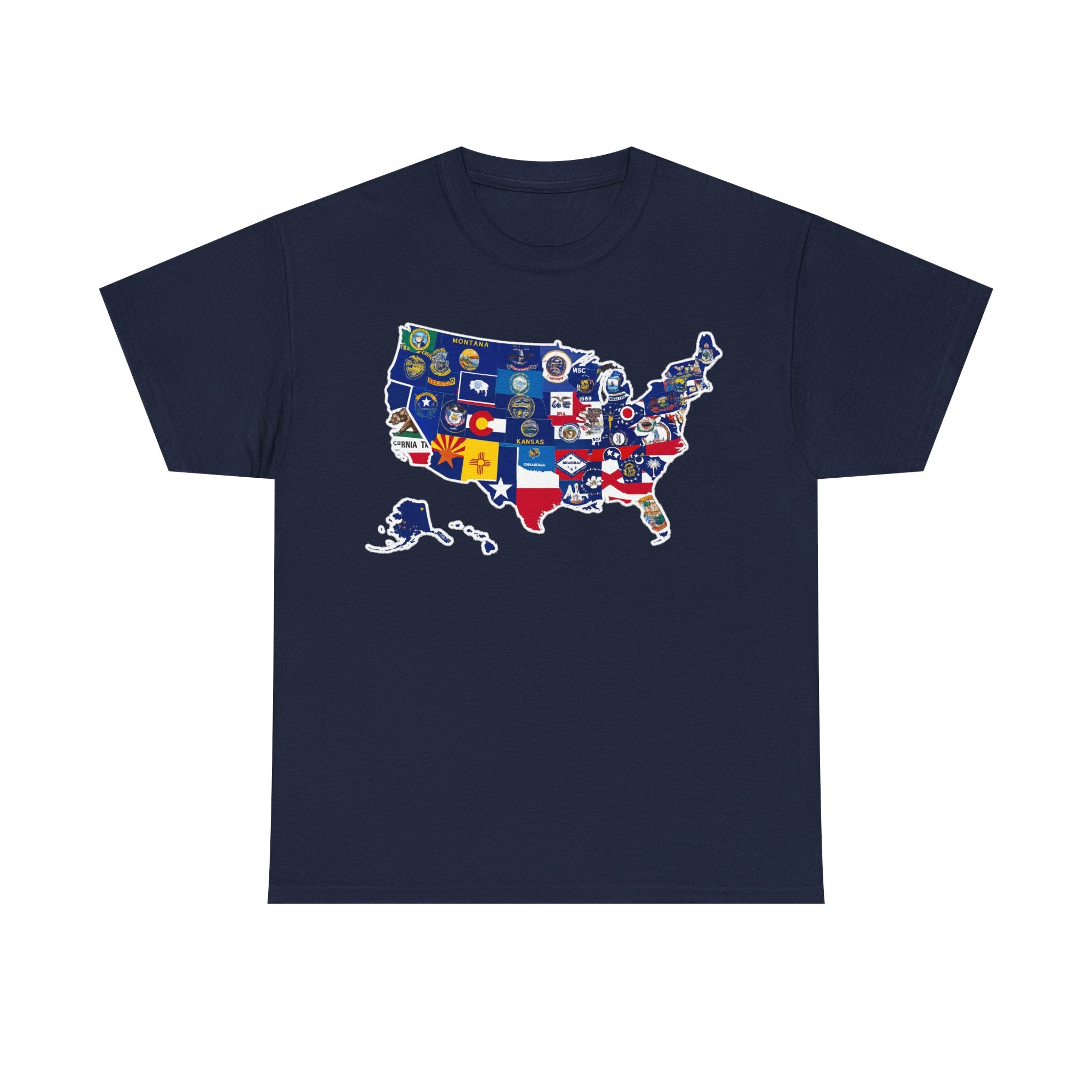 USA Map Flag T-Shirt — United States State Flag Map Tee