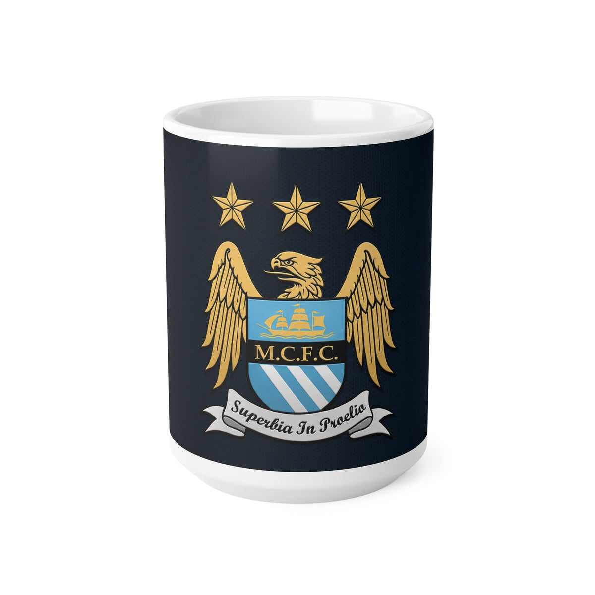 Manchester City Retro Crest Mug — MCFC Shield Ceramic Coffee Cup (11oz & 15oz)