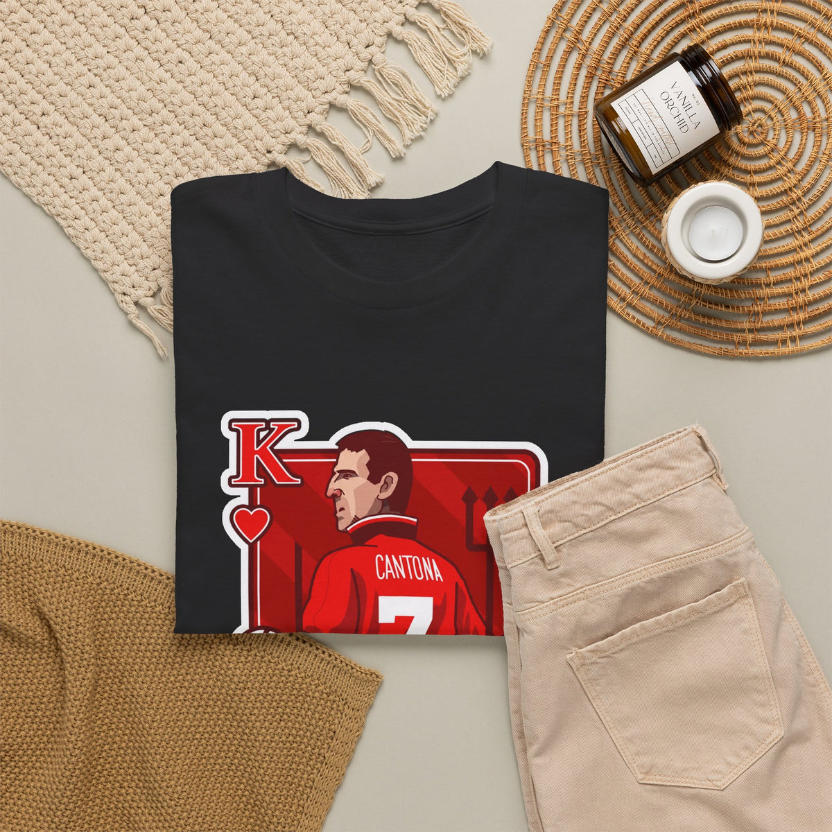 Cantona Playing Card Cotton T-Shirt / Tee — Number 7 Custom Jersey Design
