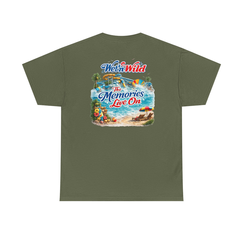Wet'n Wild Beach Tee — "The Memories Live On" Retro Island Graphic Shirt