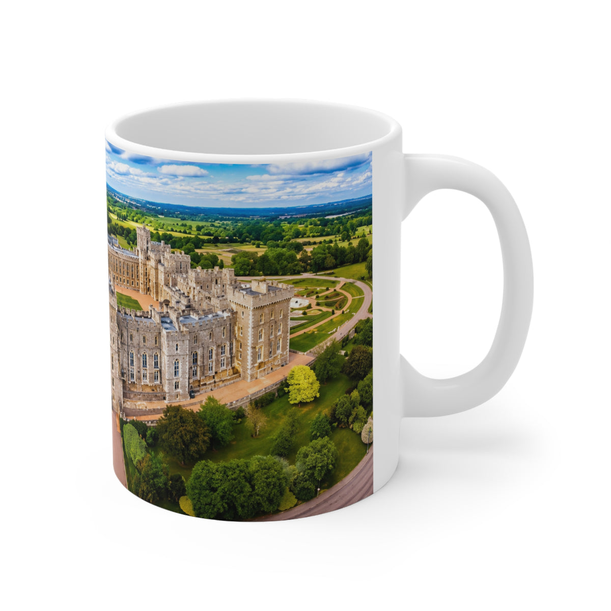 Windsor Castle Aerial Photo Ceramic Coffee Mug — Scenic Warwick Castle 11oz & 15oz