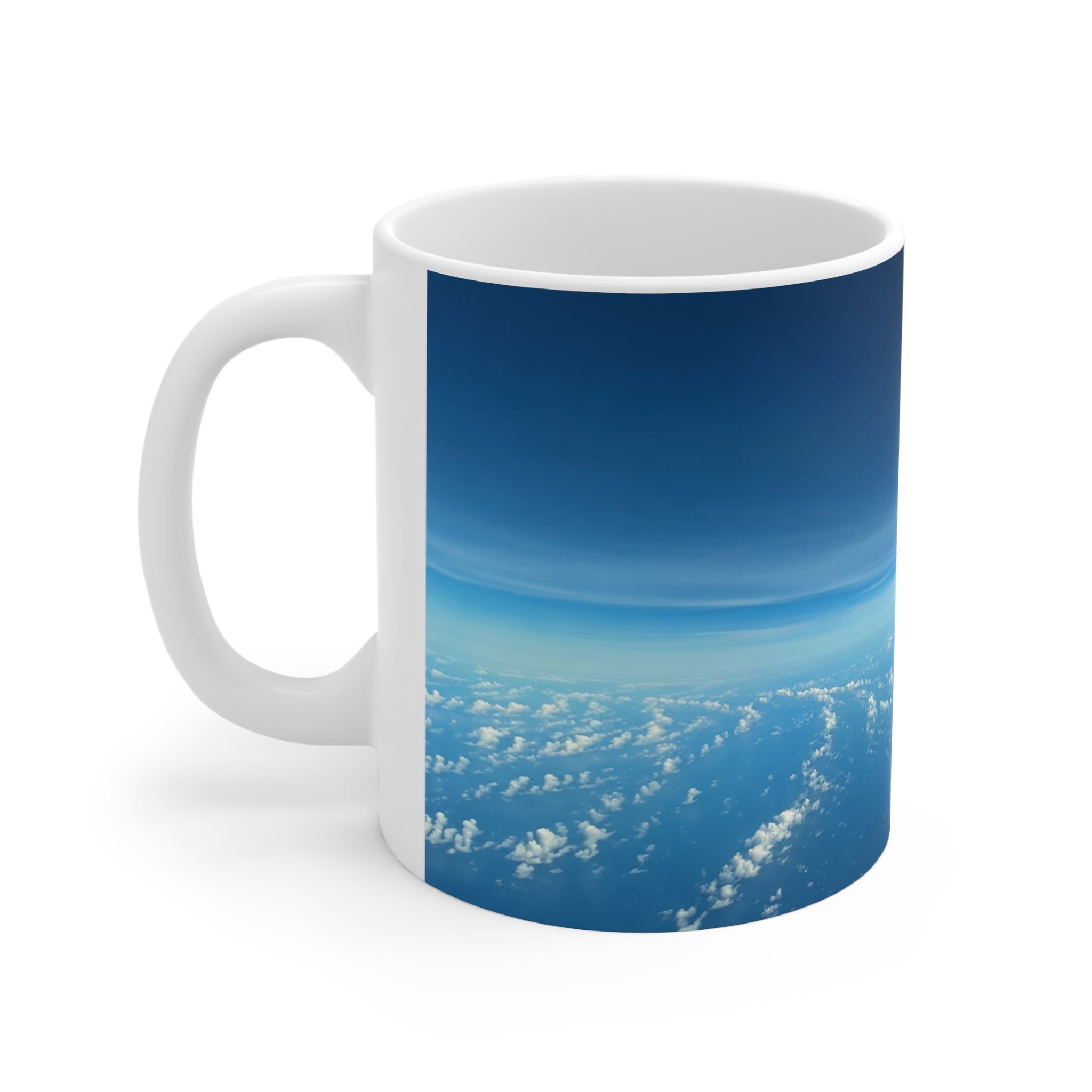 Aerial Sky View Ceramic Coffee Mug — Airplane Window Photo, 11oz & 15oz