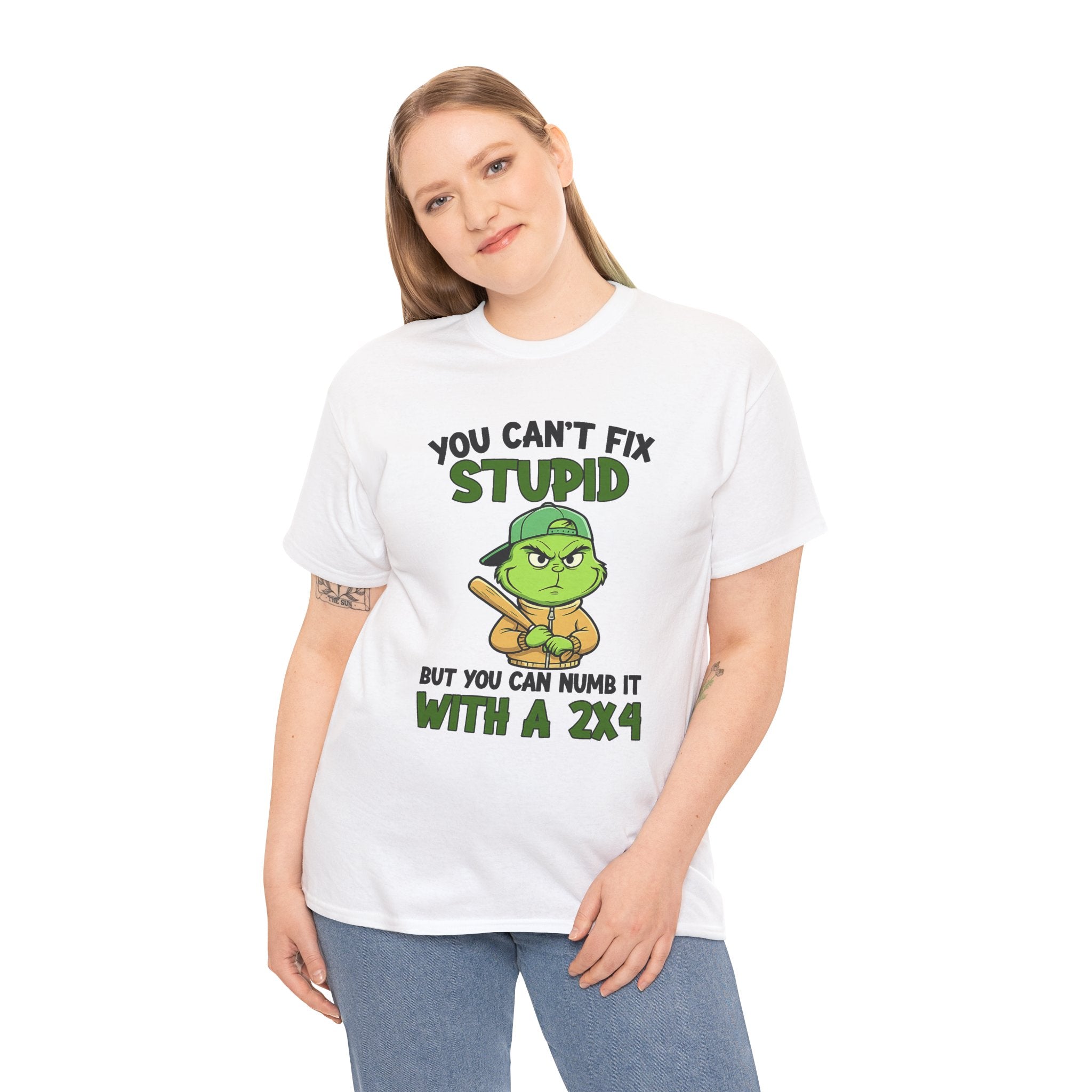 Funny Carpenter T‑Shirt — "You Can't Fix Stupid But You Can Numb It With a 2x4"