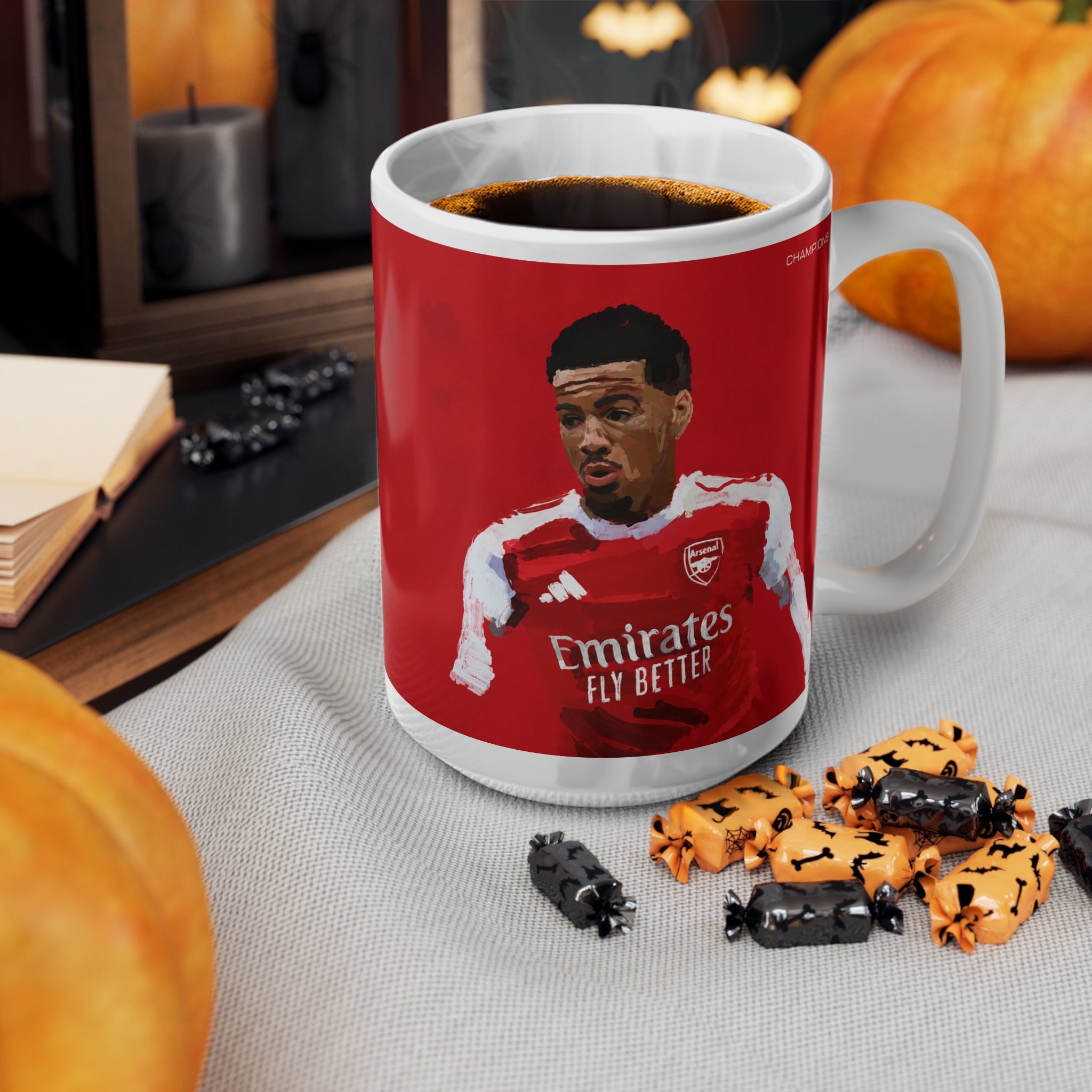 Ethan Nwaneri Arsenal Champions Ceramic Mug — Football Player Red 11oz/15oz