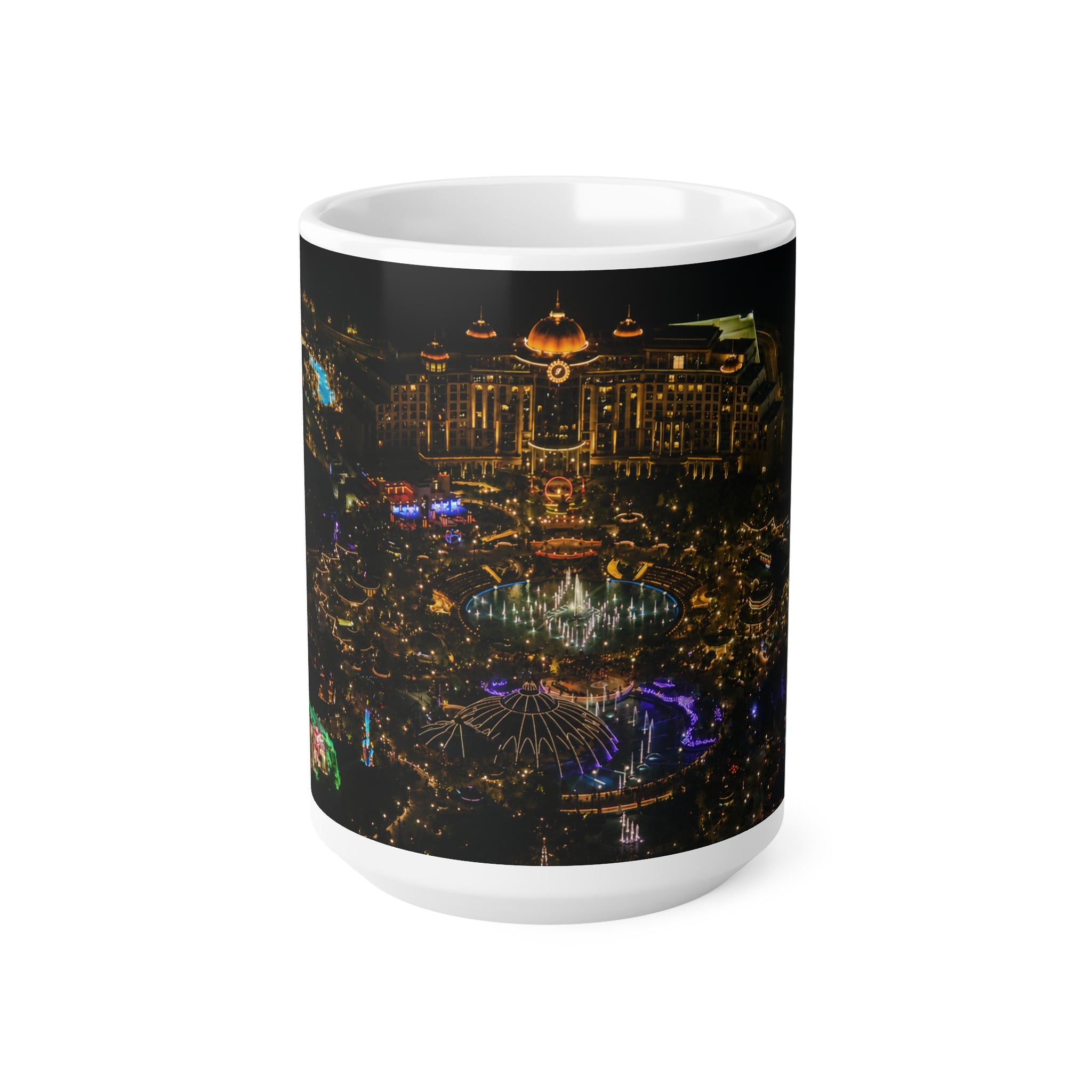 Epic Universe Nightscape Ceramic Coffee Mug — Neon Skyline 11oz & 15oz